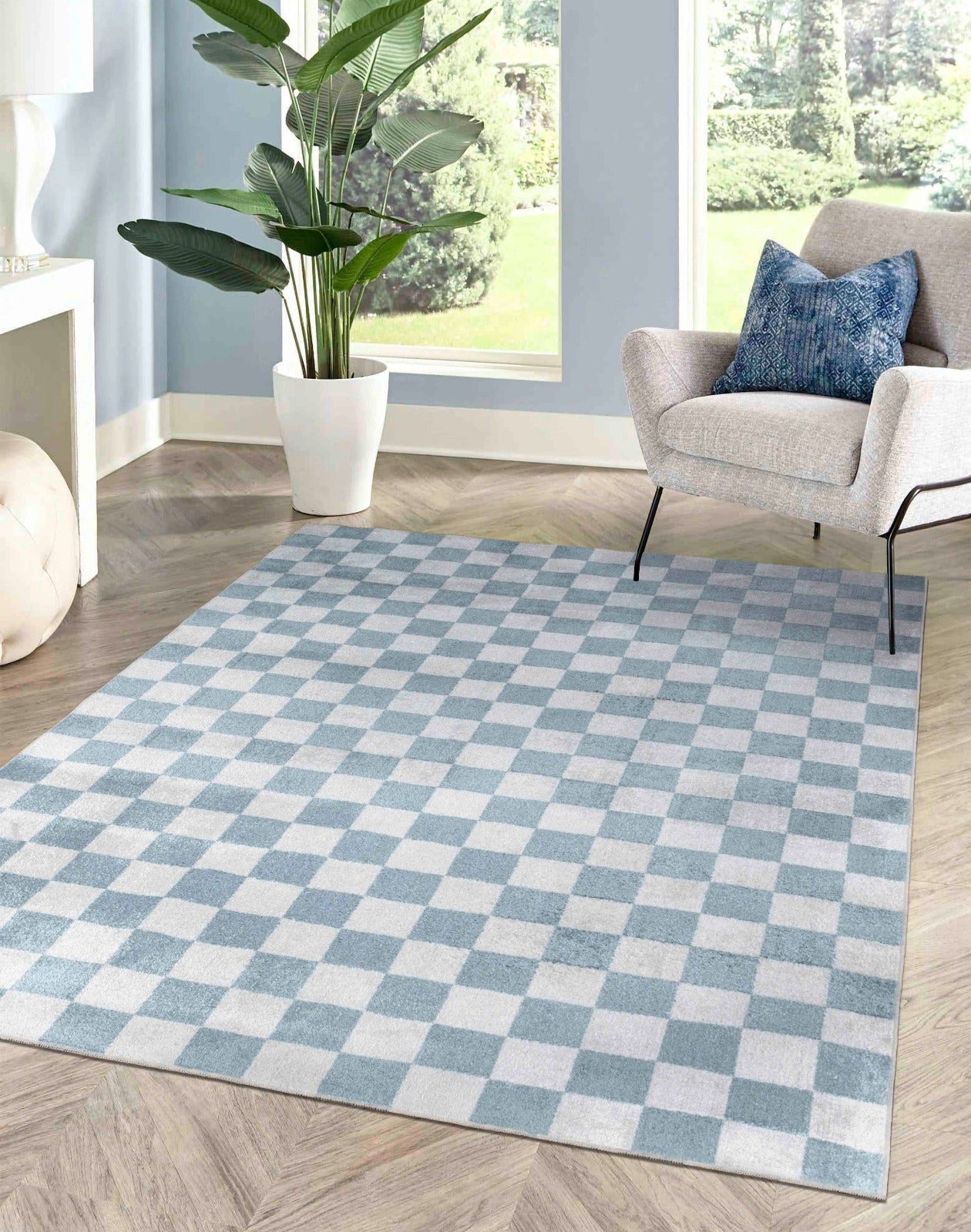 CHELSEA Machine Washable Checkered Area Rug