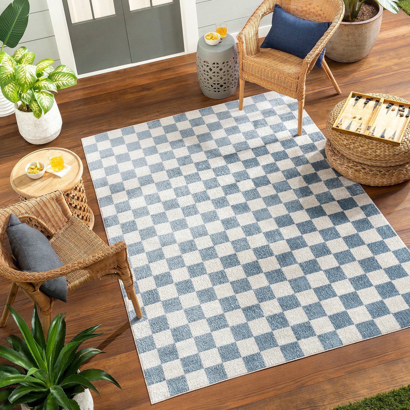 CHELSEA Machine Washable Checkered Area Rug