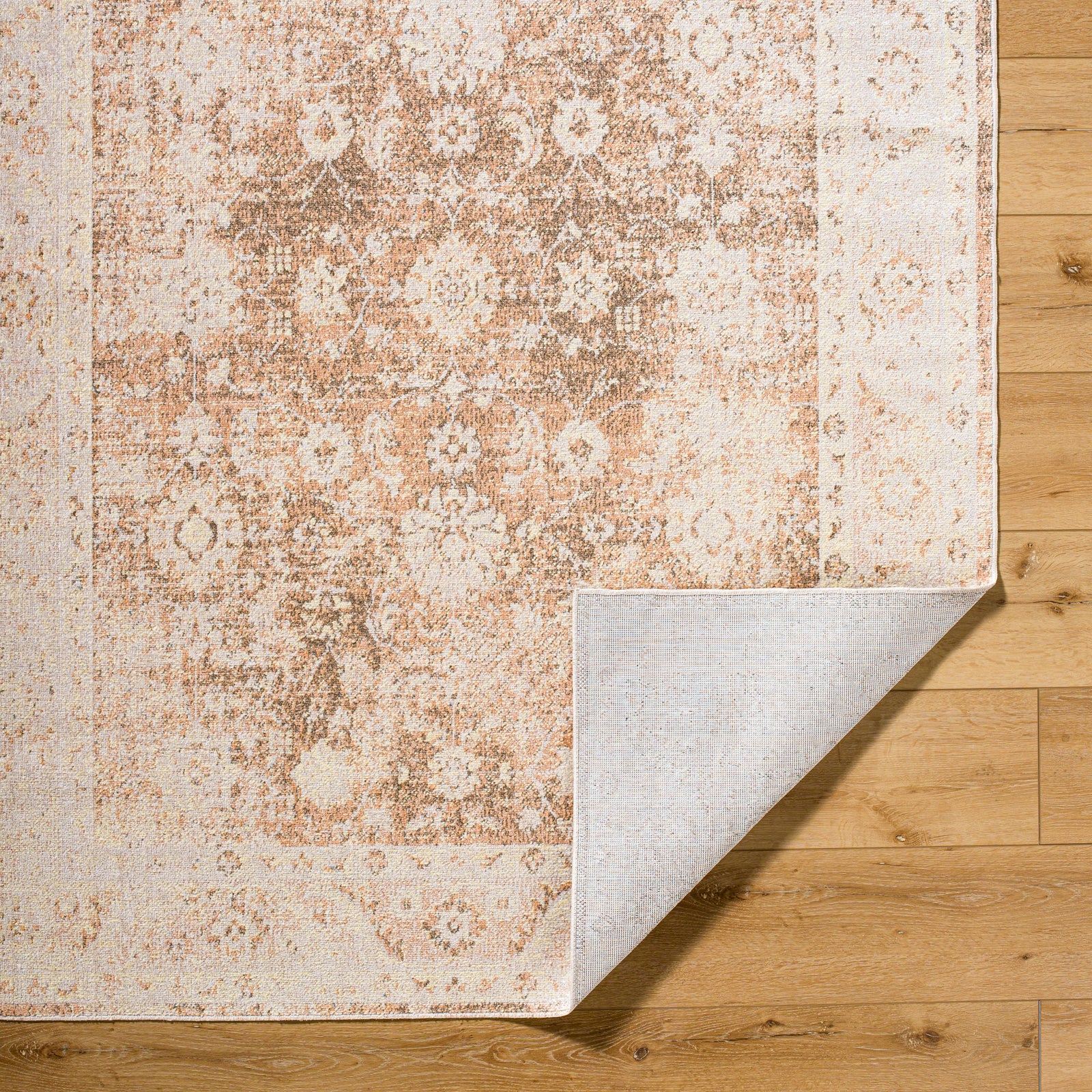 ANSELINE Machine Washable Traditional Boho Rust Area Rug