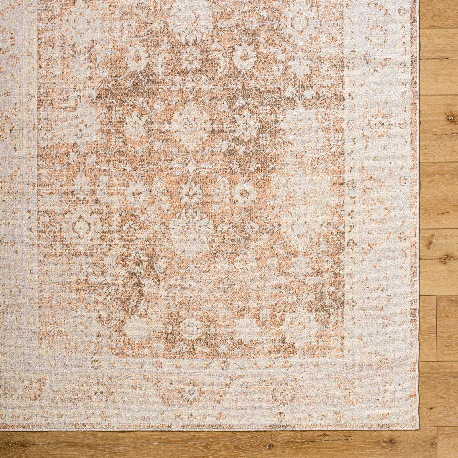 ANSELINE Machine Washable Traditional Boho Rust Area Rug