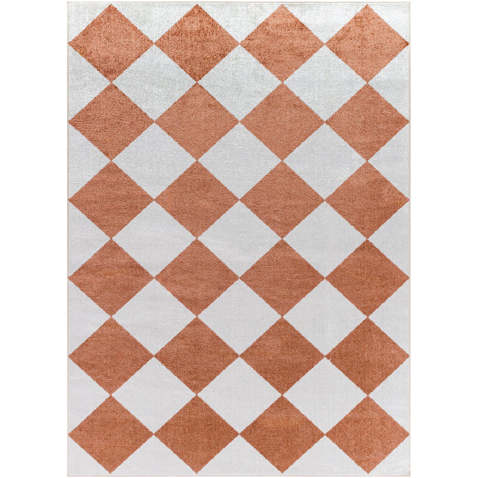 GHISLAINE Machine Washable Modern Boho Diamond Rust Area Rug