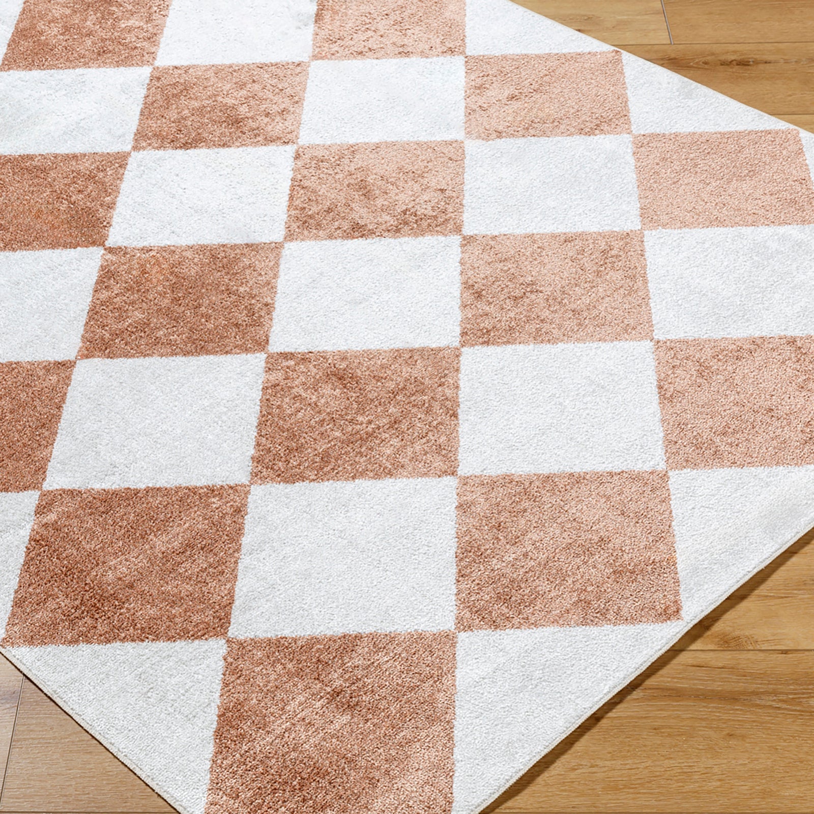 GHISLAINE Machine Washable Modern Boho Diamond Rust Area Rug