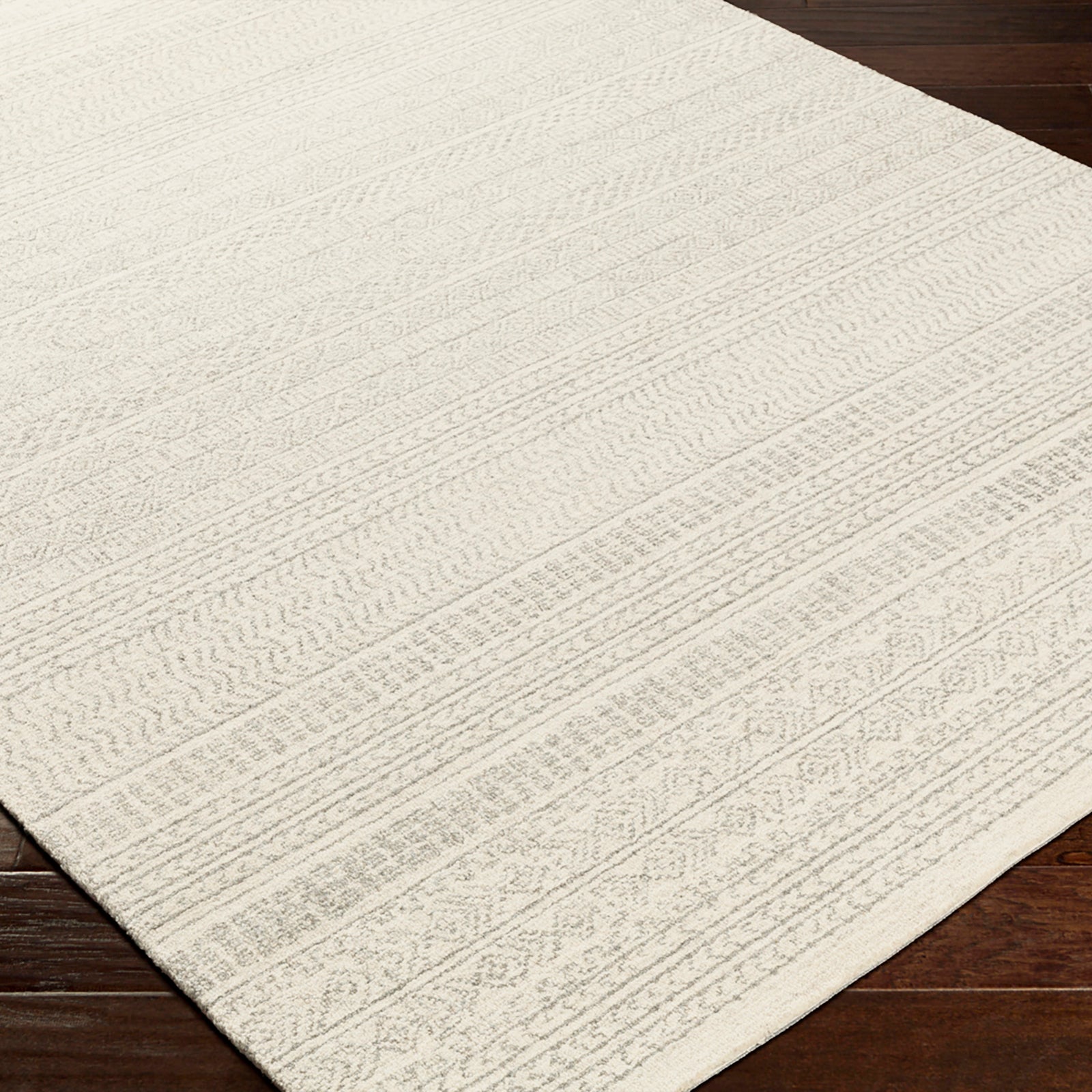 VANIYA Hand-Tufted Global Wool Grey Area Rug