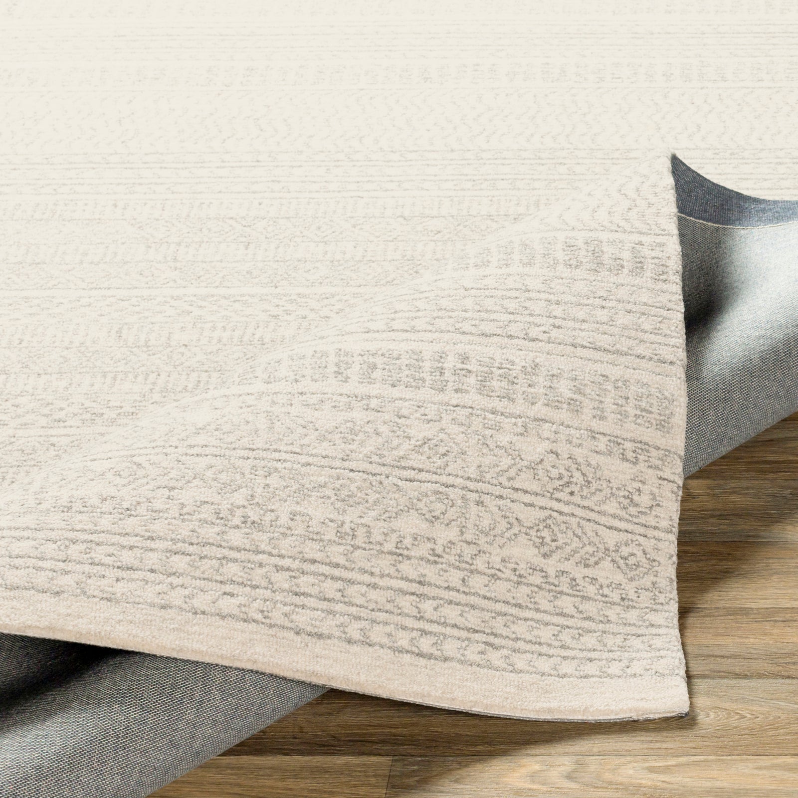 VANIYA Hand-Tufted Global Wool Grey Area Rug