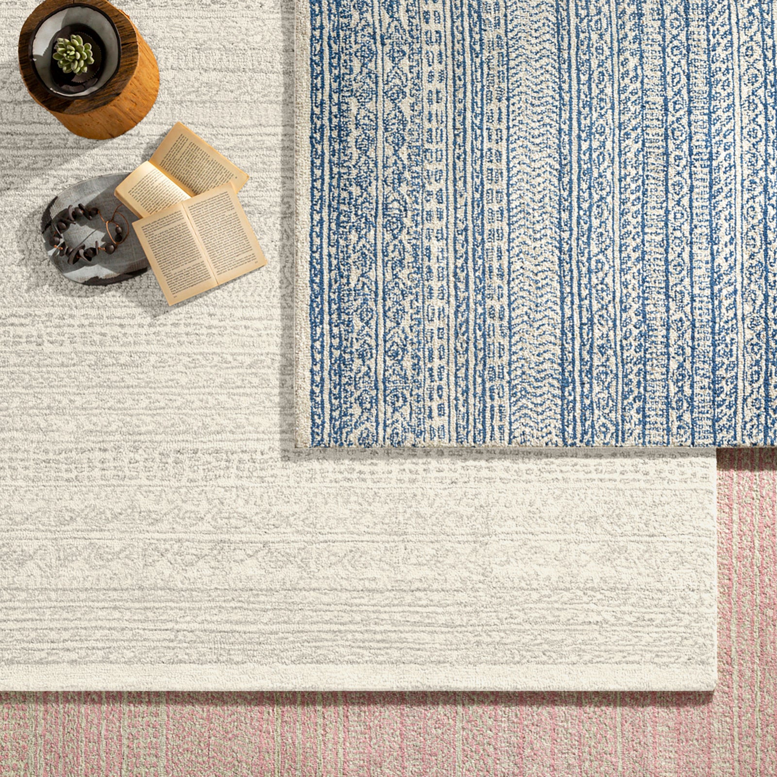 VANIYA Hand-Tufted Global Wool Grey Area Rug