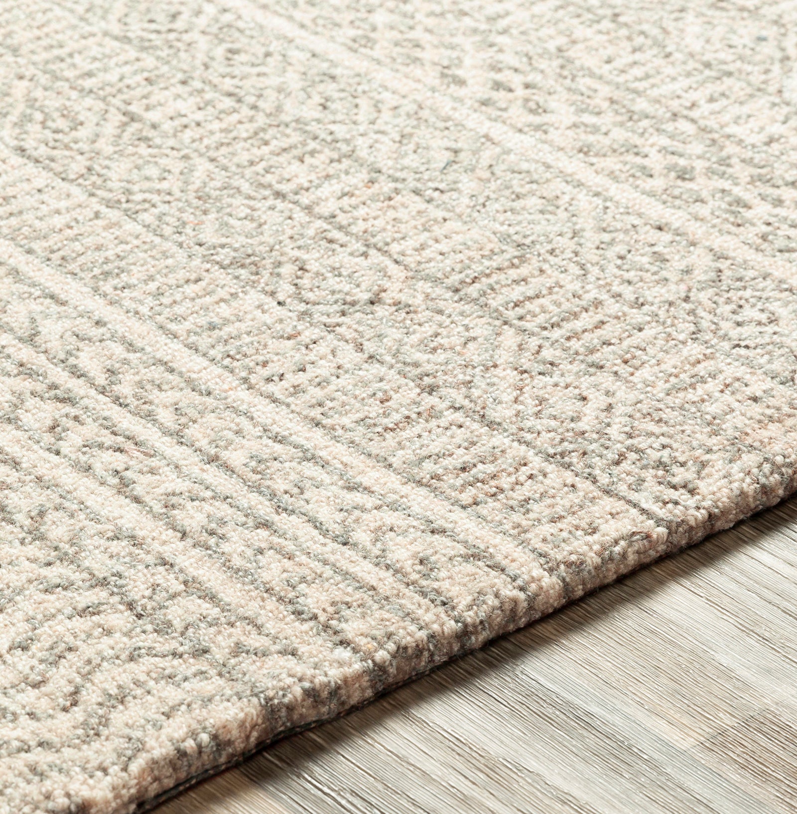 VANIYA Hand-Tufted Global Wool Grey Area Rug