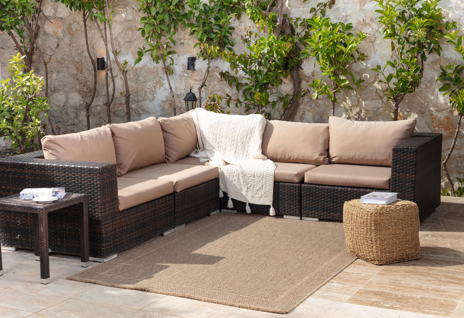 MINDY In- & Outdoor Cottage Jute-Look Beige Area Rug