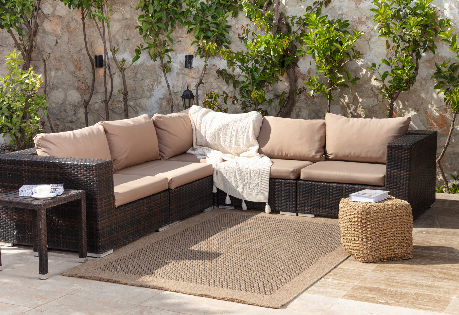 LORI In- & Outdoor Cottage Jute-Look Beige/Brown Area Rug