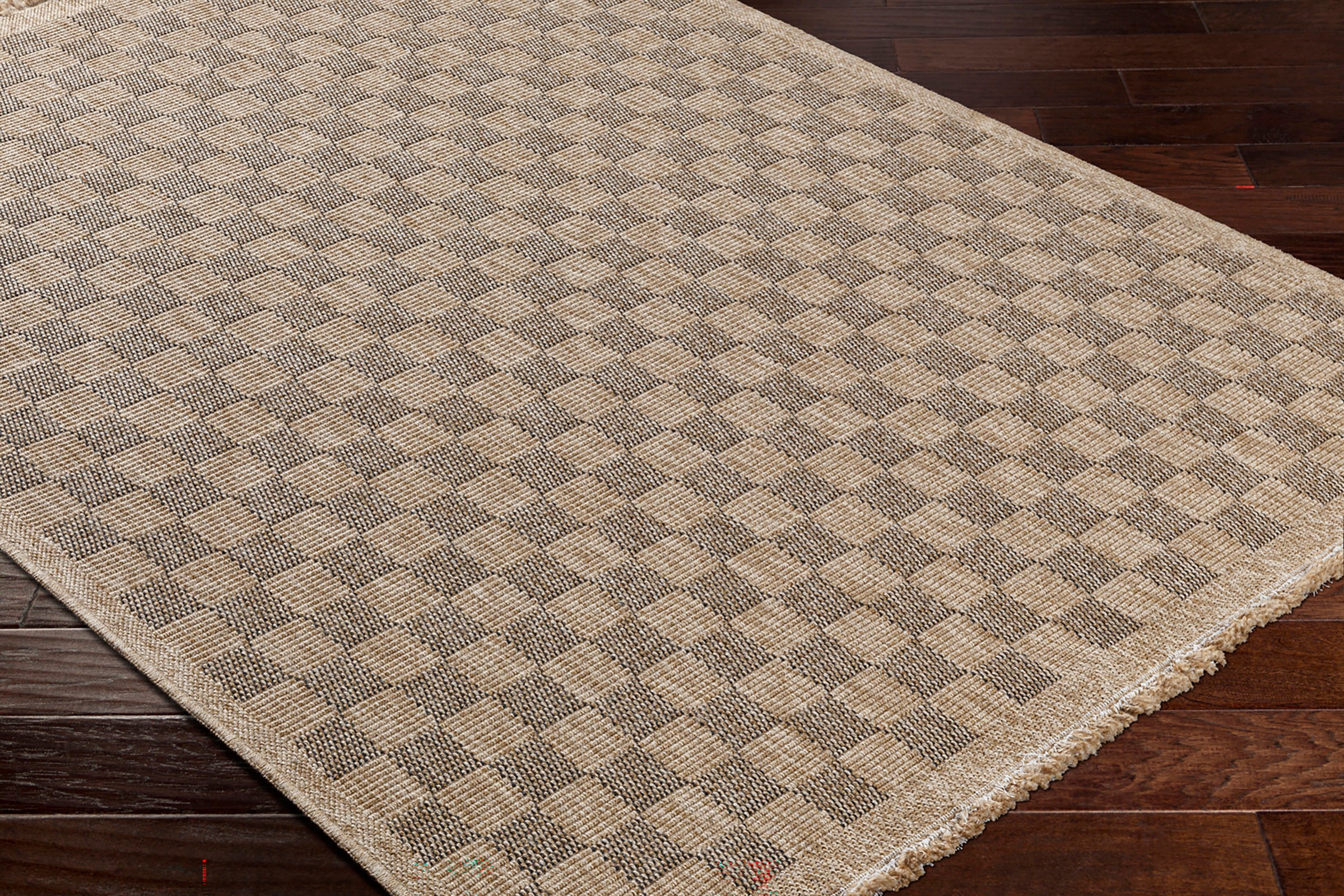TORI In- /Outdoor Jute-Look Checkered Area Rug