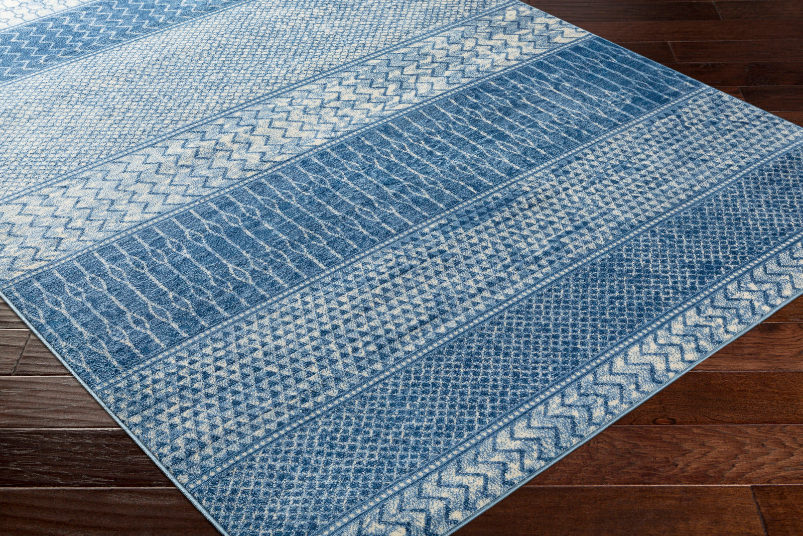 ADELE Scandi Geometric Bright Blue Area Rug