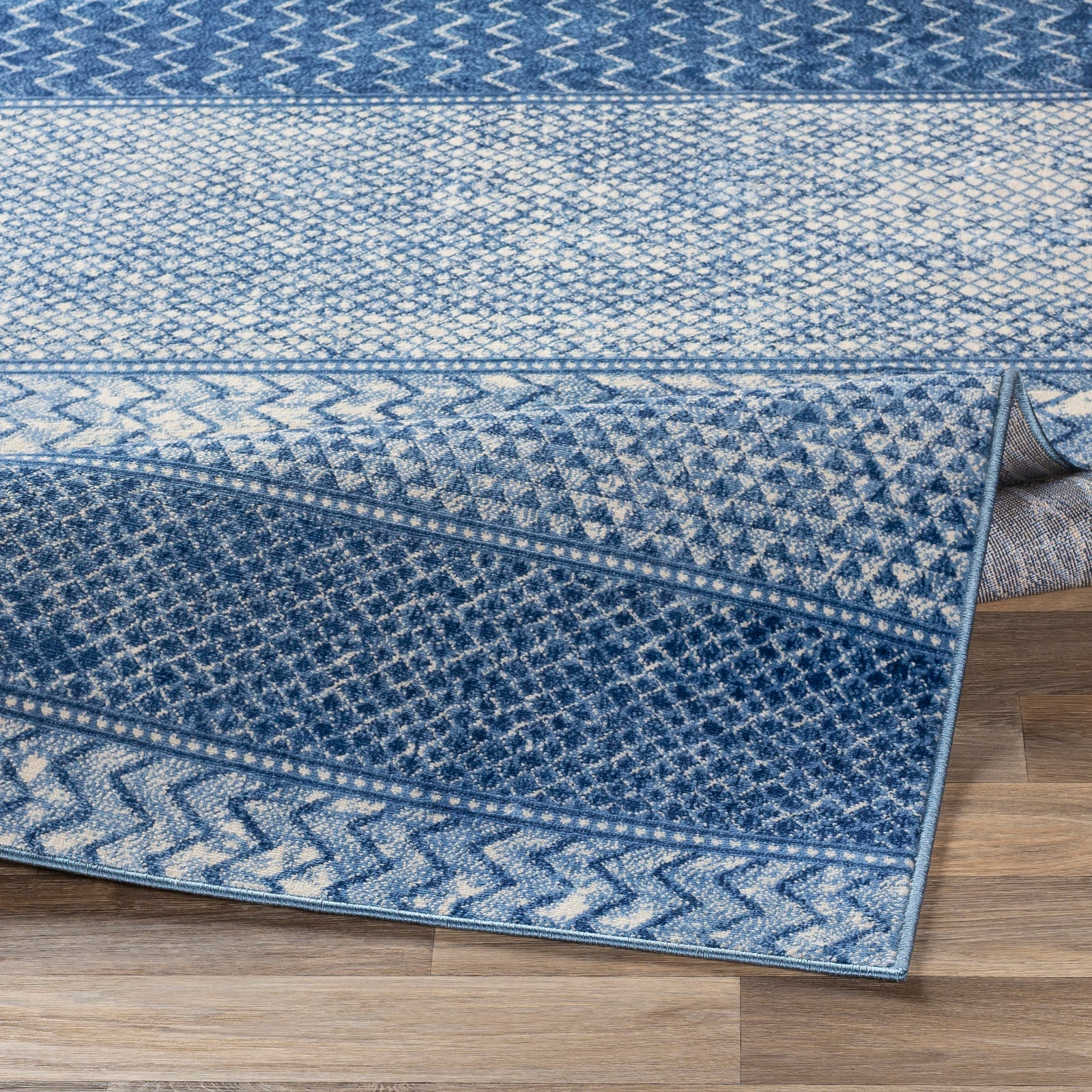 ADELE Scandi Geometric Bright Blue Area Rug
