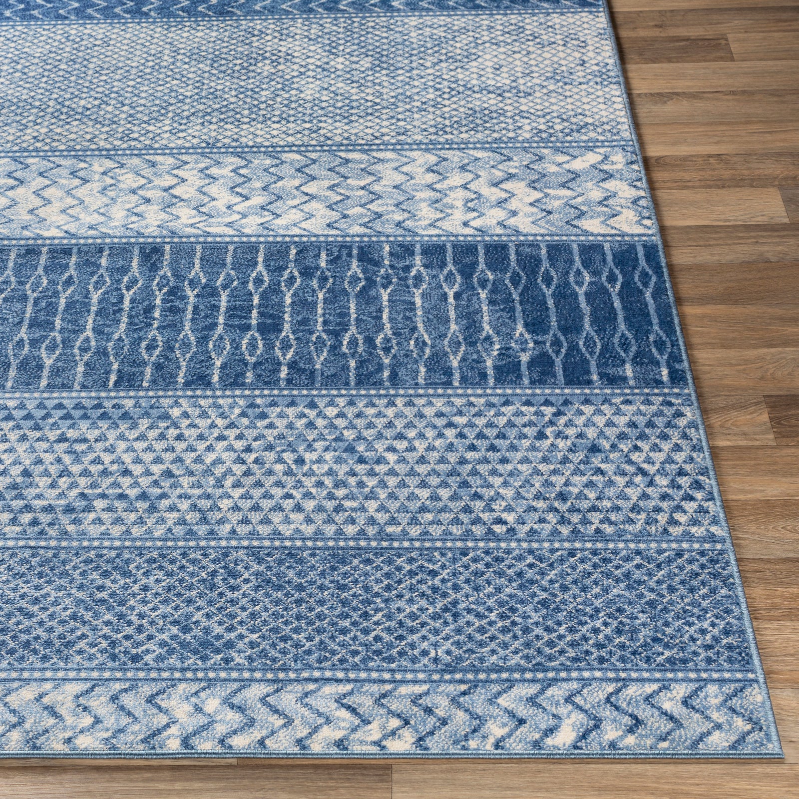 ADELE Scandi Geometric Bright Blue Area Rug