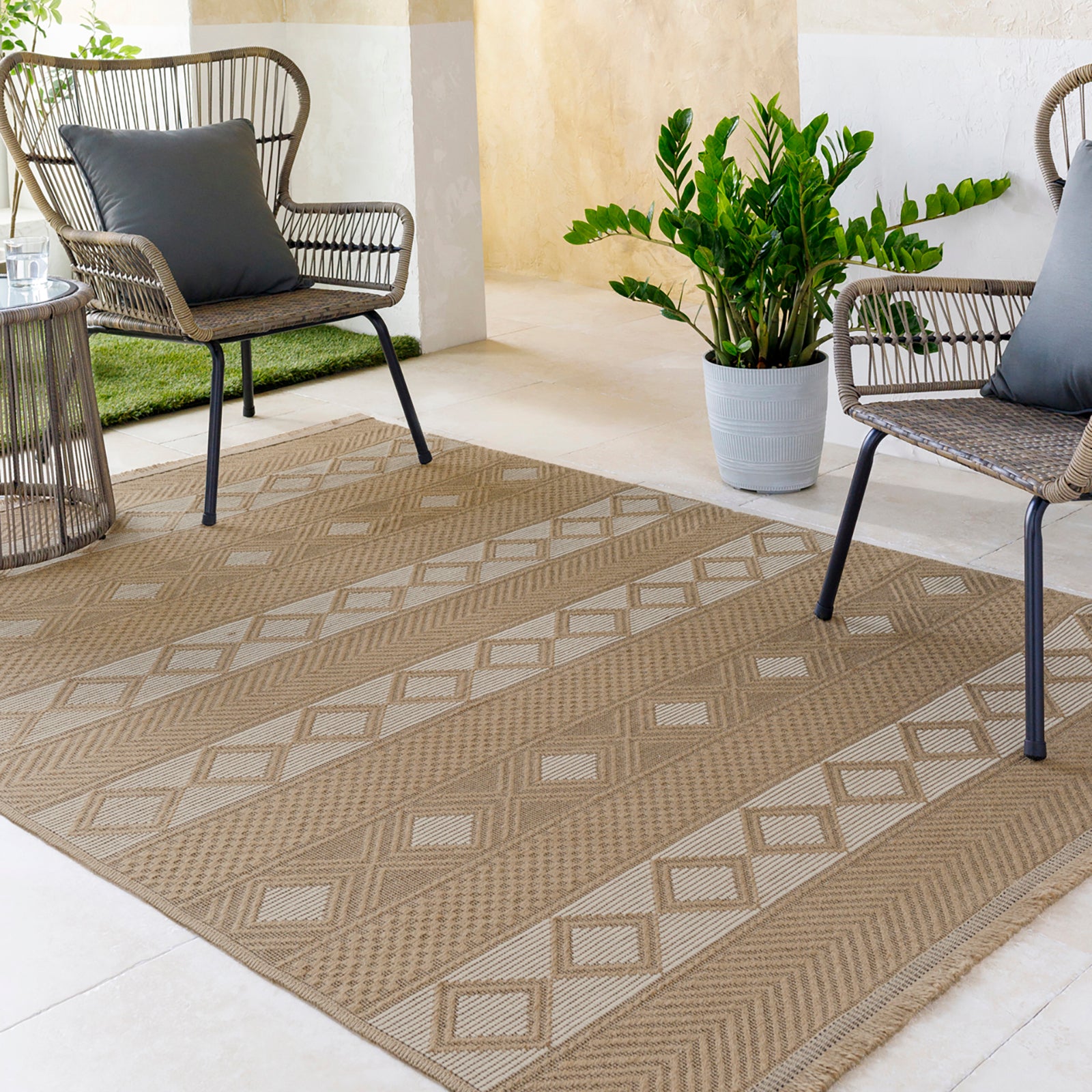 PARITA Machine Washable Jute Boho Area Rug