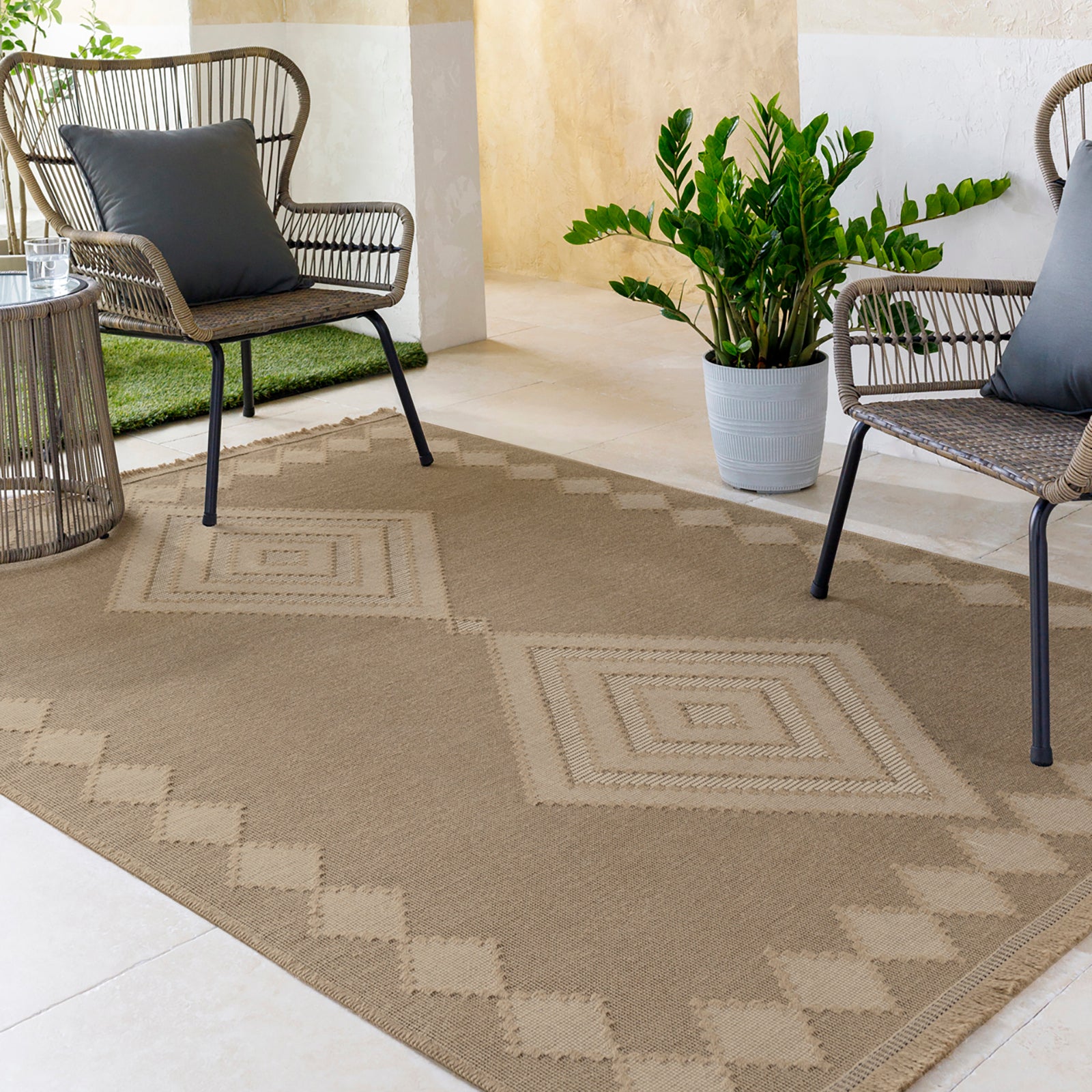 KEYURI Machine Washable Jute Boho Area Rug