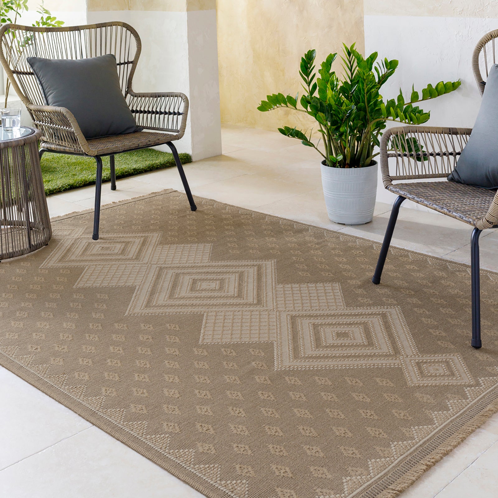 ORANOS Machine Washable Jute Boho Area Rug