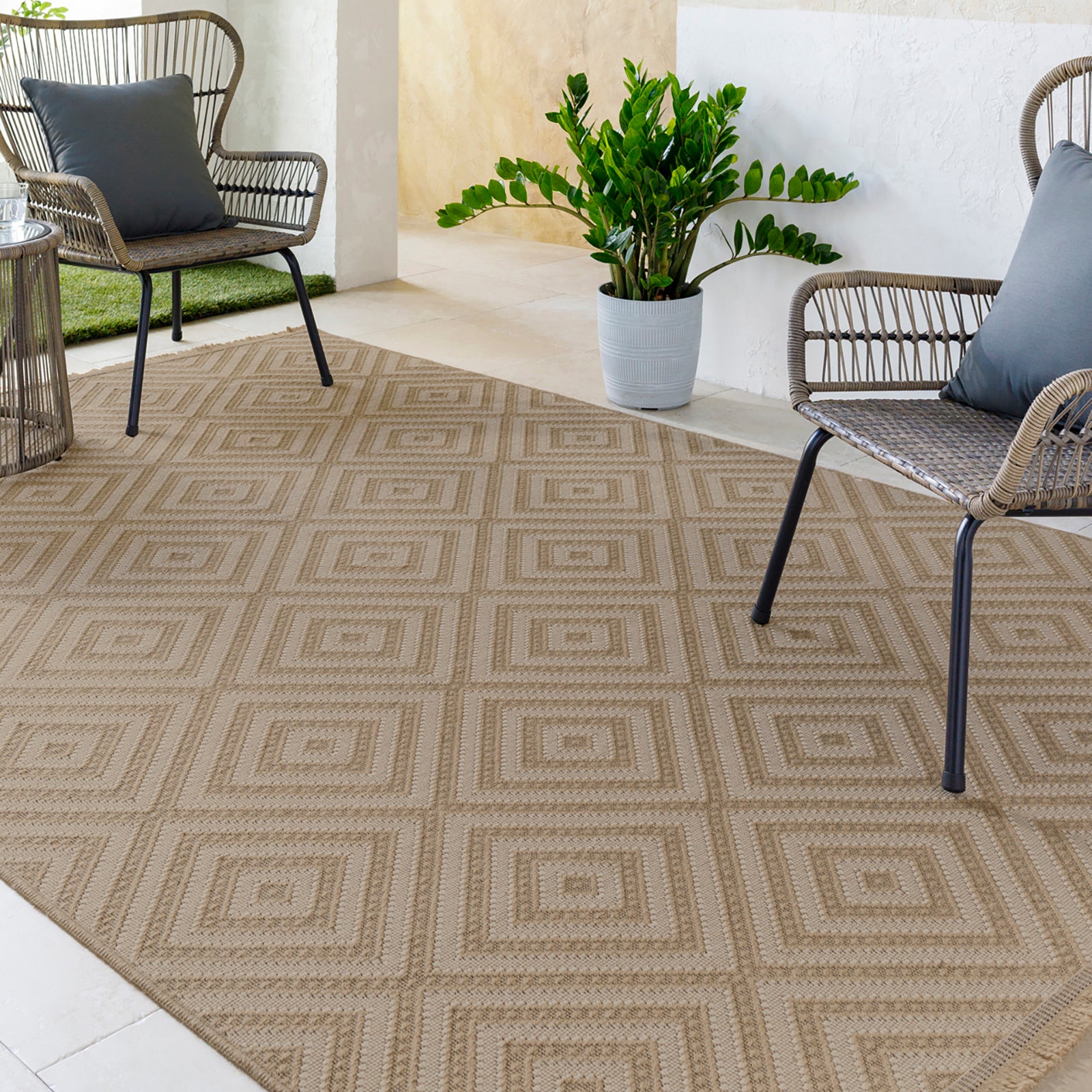 CHARDY Machine Washable Jute Boho Area Rug