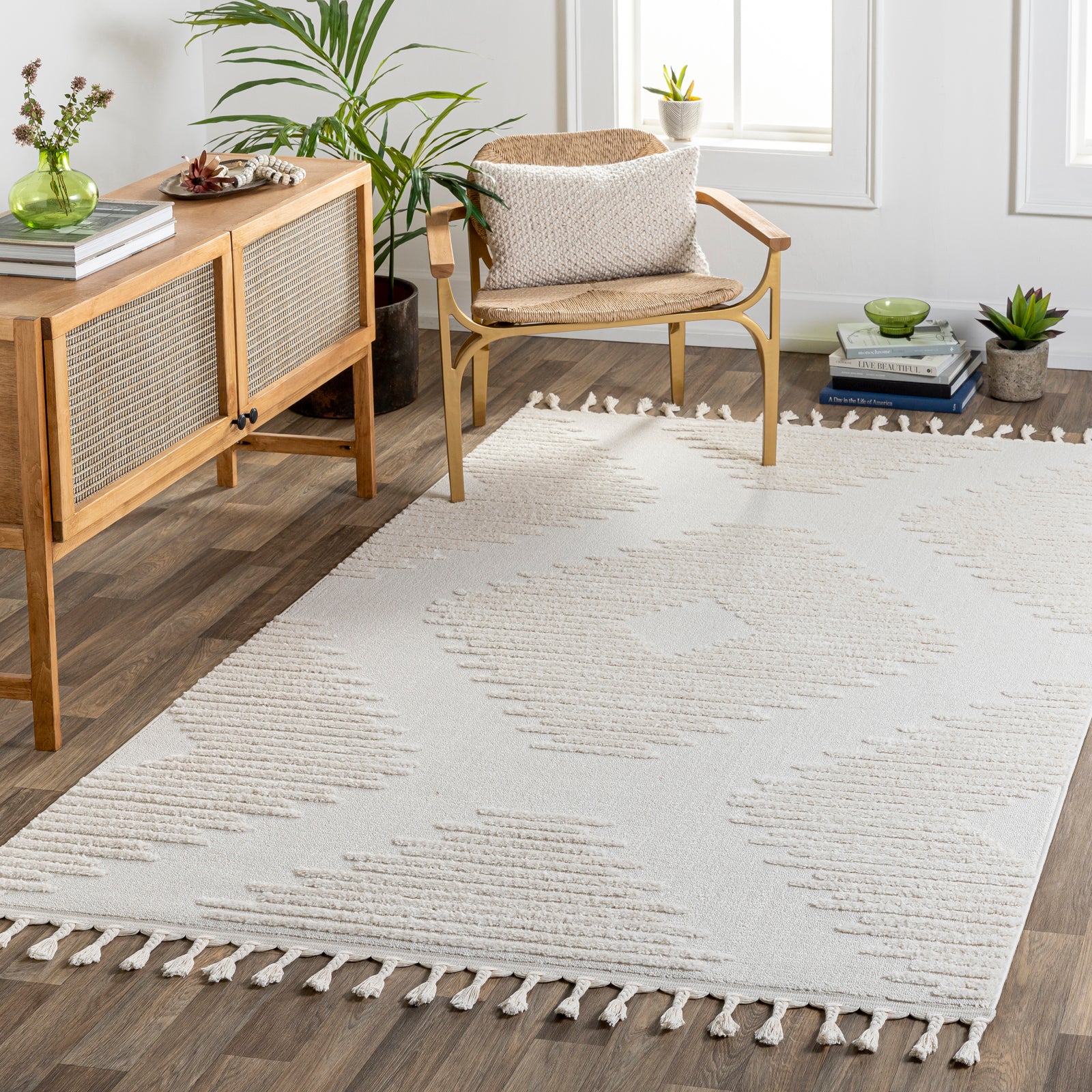 SLOAN Berber Global High Pile Ivory Area Rug