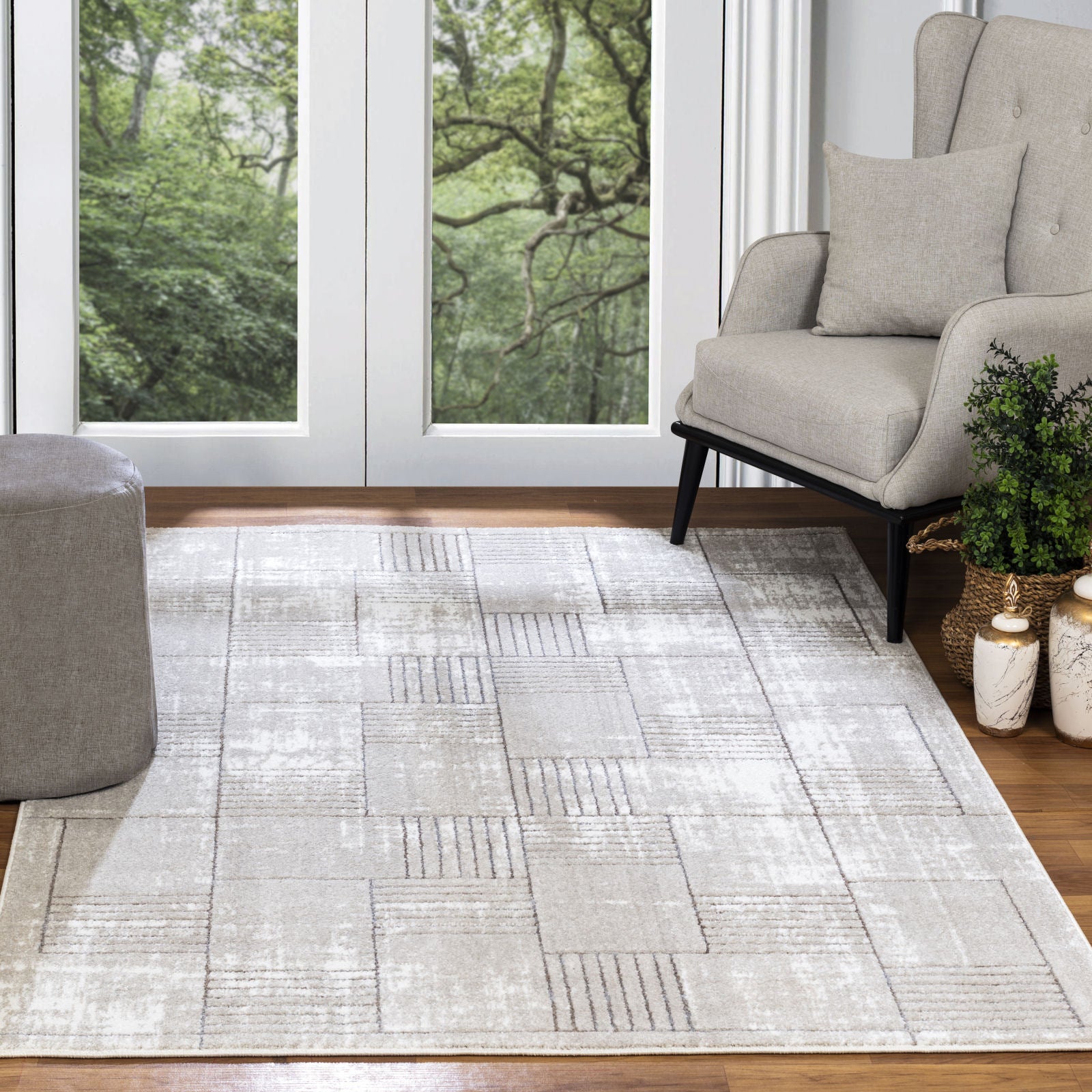 IVY Scandi Modern Grey/White Area Rug