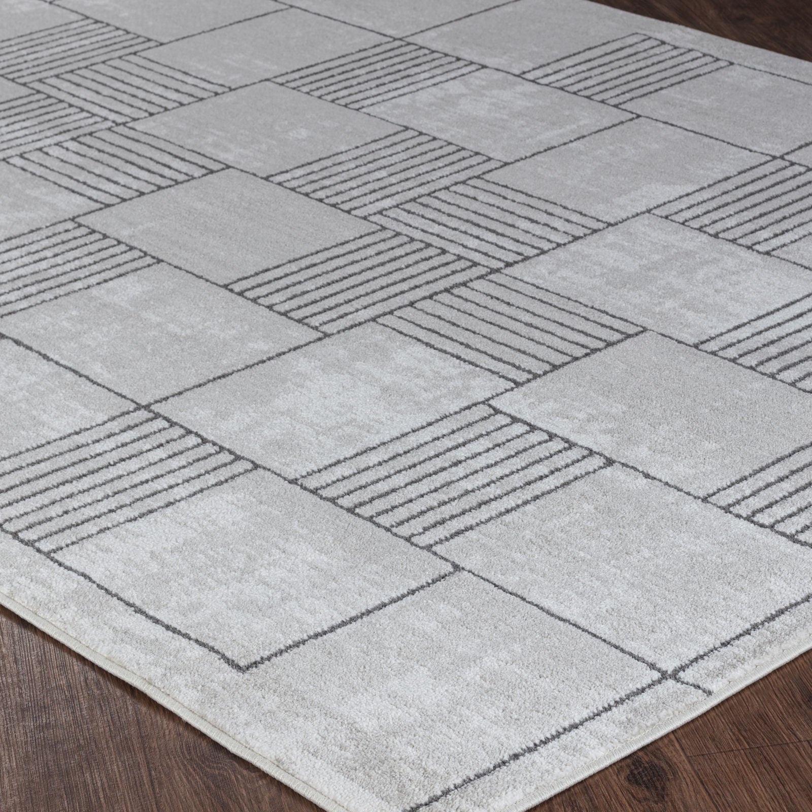 IVY Scandi Modern White/Grey Area Rug