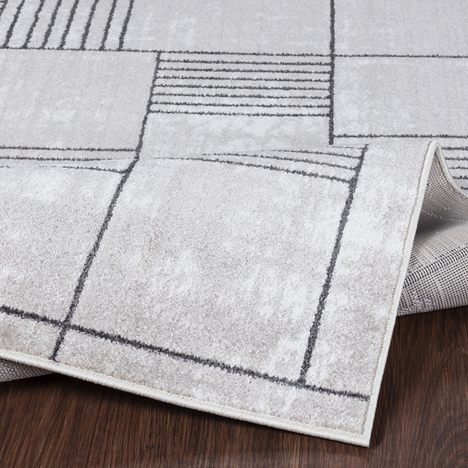 IVY Scandi Modern White/Grey Area Rug