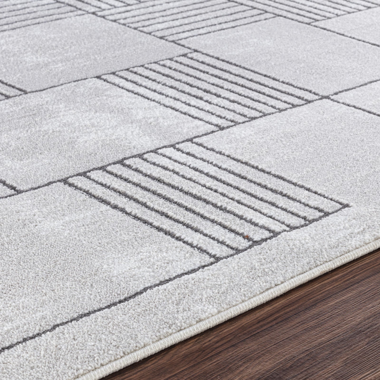 IVY Scandi Modern White/Grey Area Rug