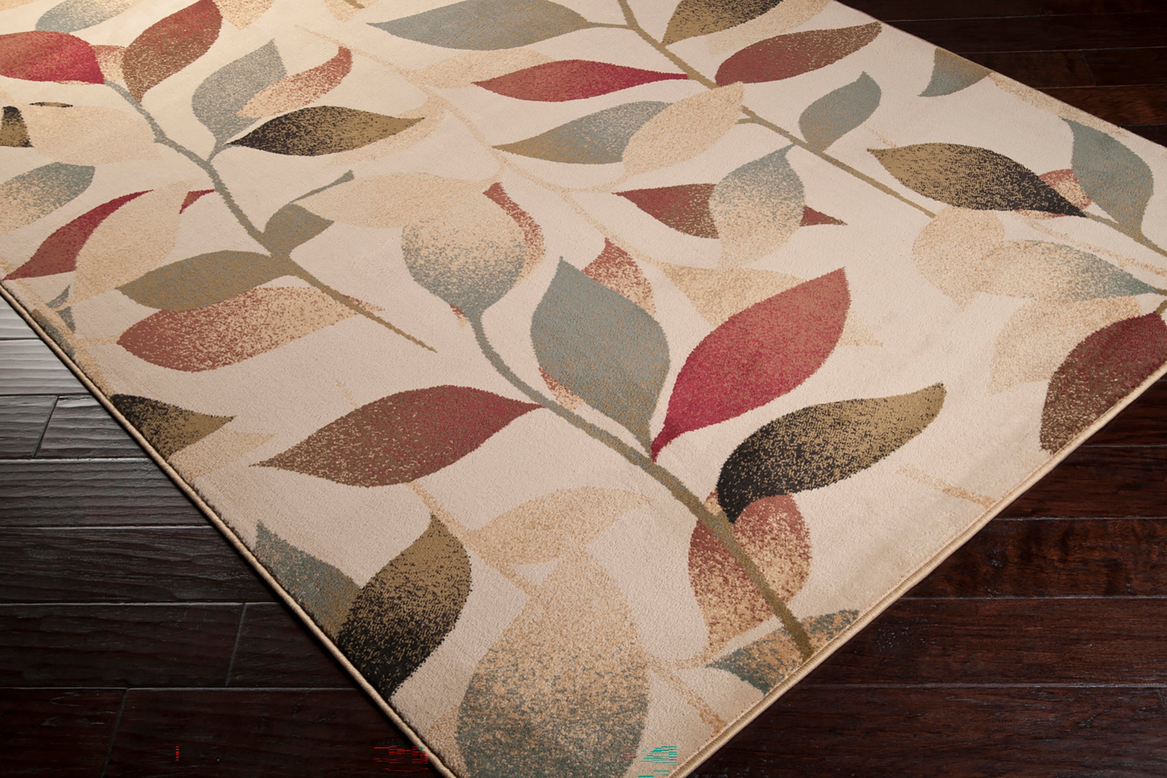 DAMALI Scandi Modern White/Dark Red Area Rug