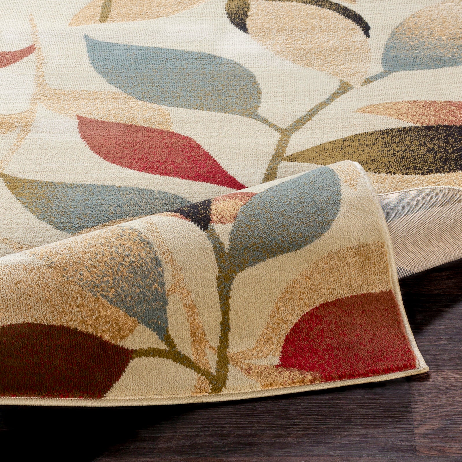 DAMALI Scandi Modern White/Dark Red Area Rug