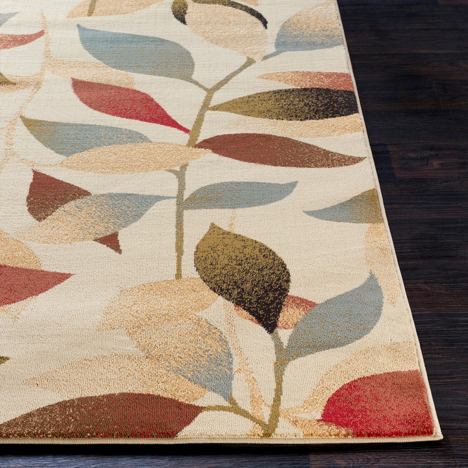 DAMALI Scandi Modern White/Dark Red Area Rug