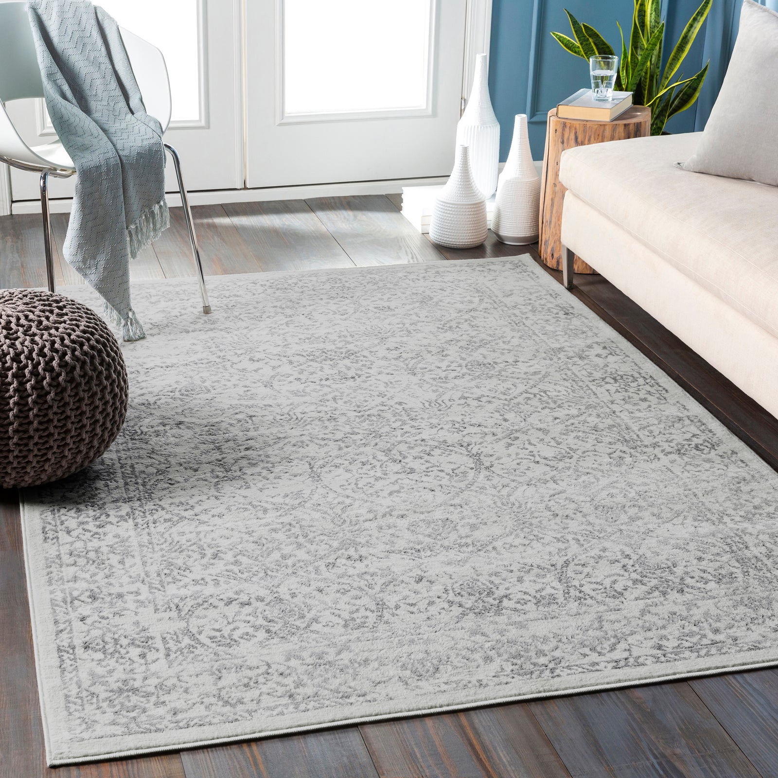 MARGAUX Vintage Traditional Oriental Boho Grey/Ivory Area Rug