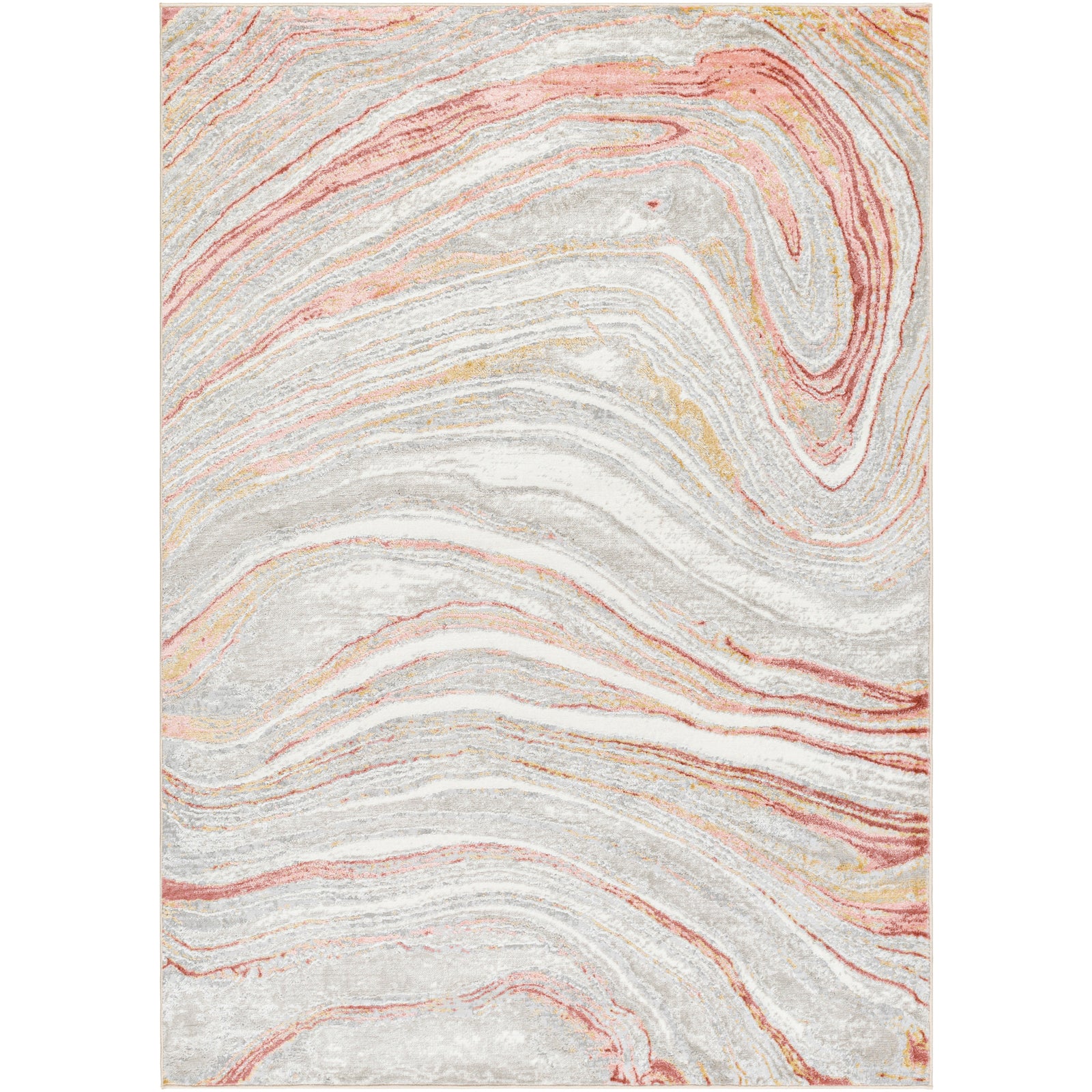 GLENDY Abstract Modern Marble Coral/Beige Area Rug