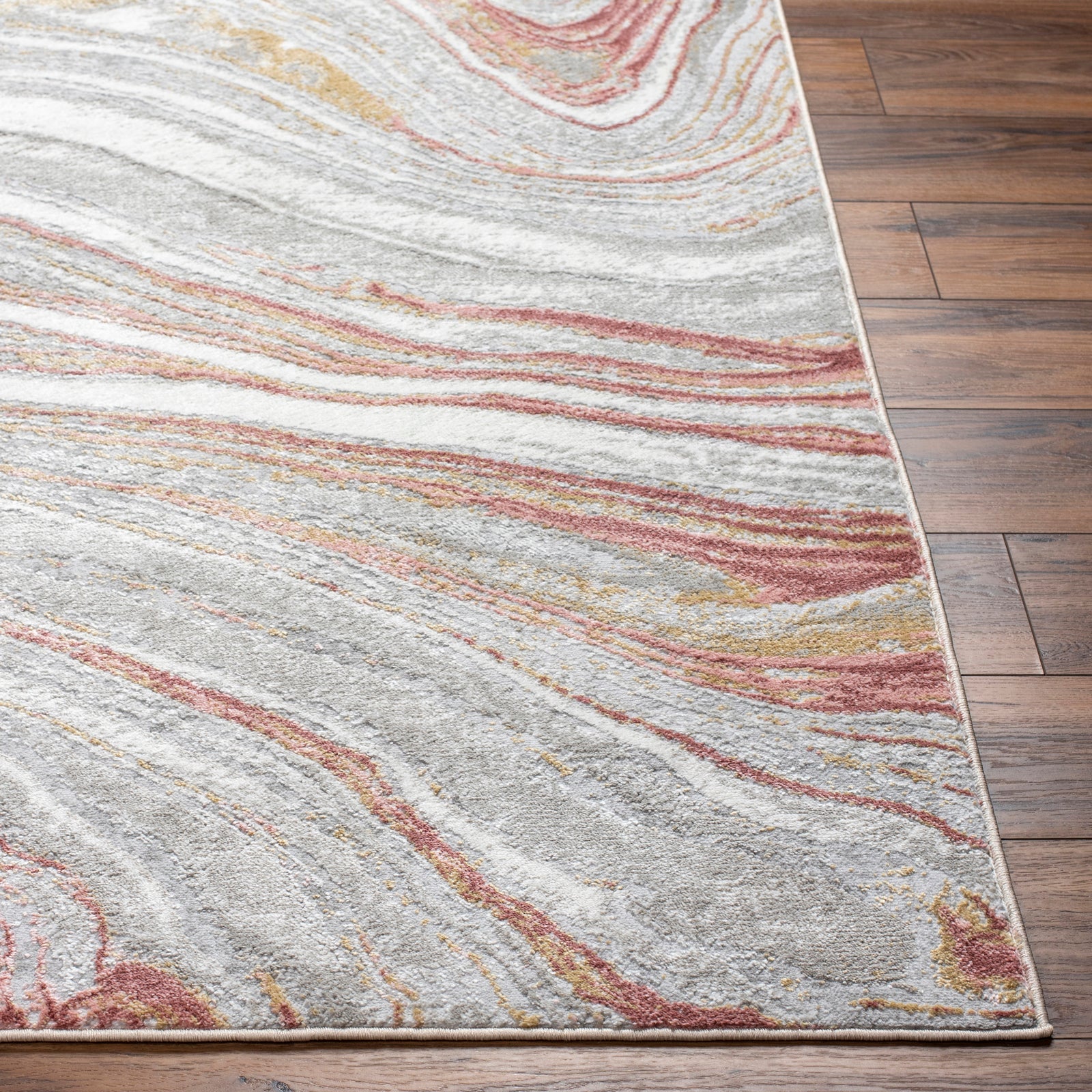 GLENDY Abstract Modern Marble Coral/Beige Area Rug