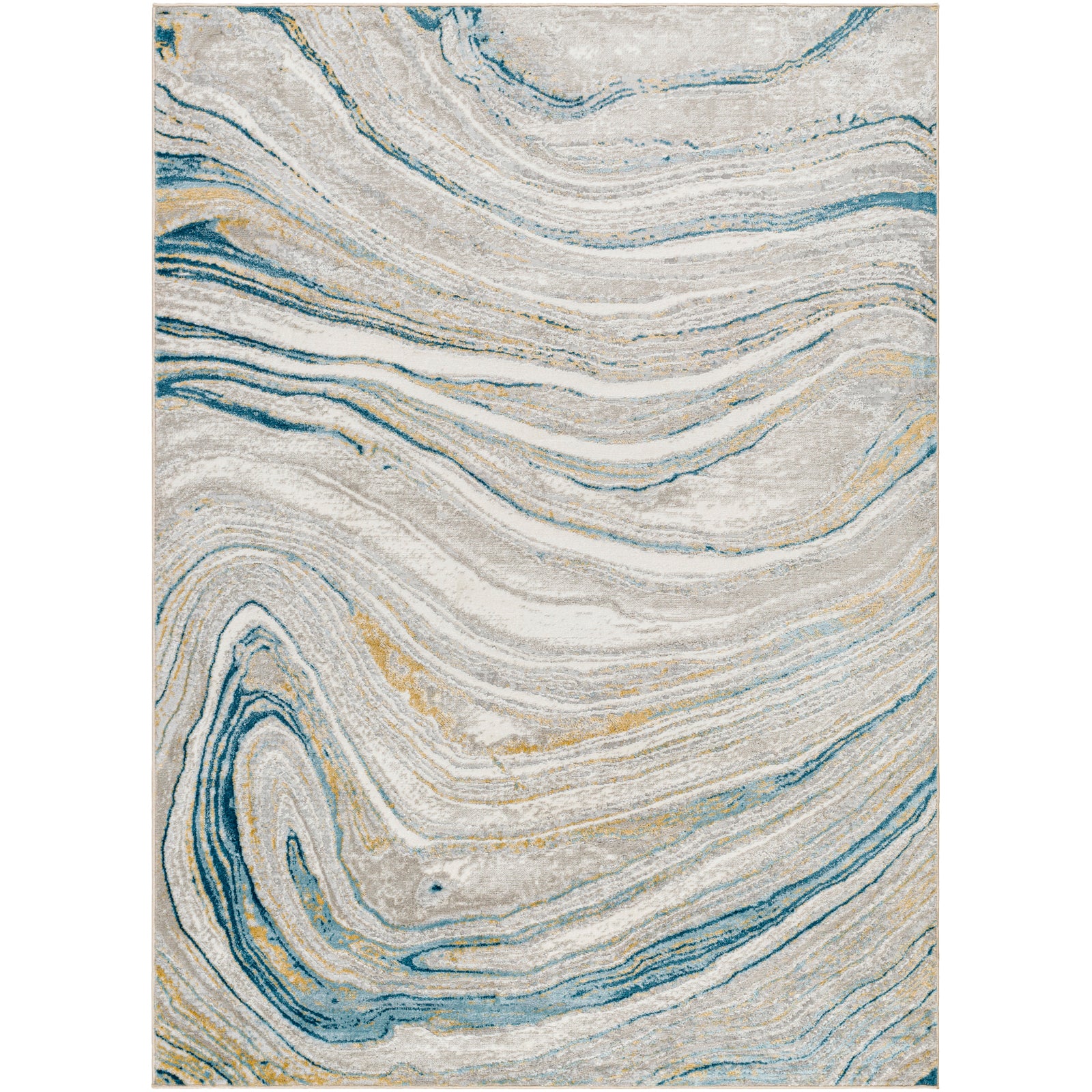 GLENDY Abstract Modern Marble Dark Teal/Beige Area Rug