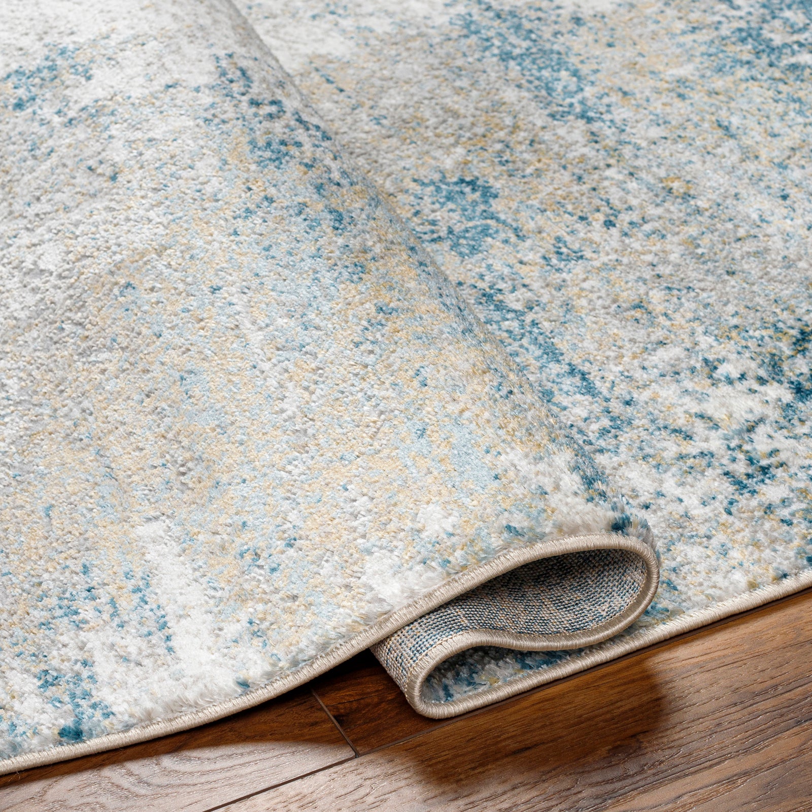 MAYLENE Abstract Modern Marble Dark Teal Area Rug