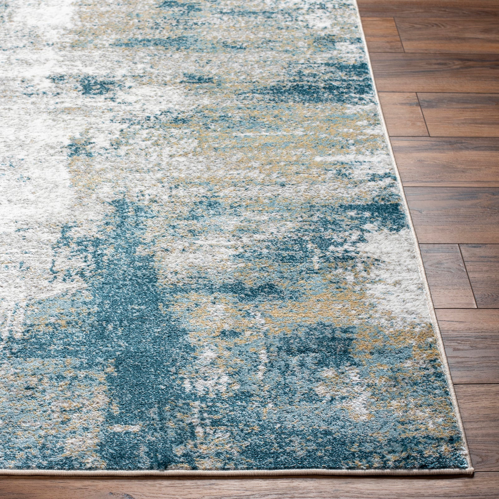 MAYLENE Abstract Modern Marble Dark Teal Area Rug