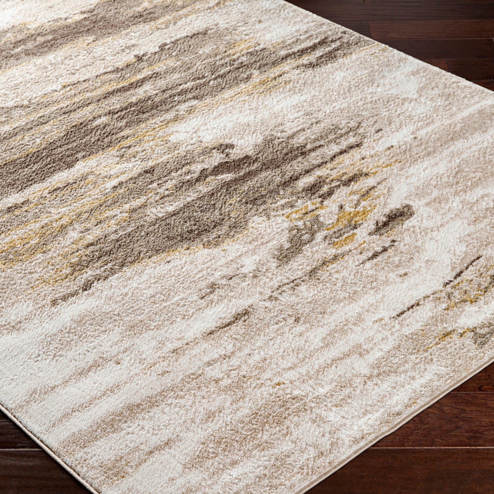 HILA Abstract Modern Marble Dark Brown/Off-White Area Rug