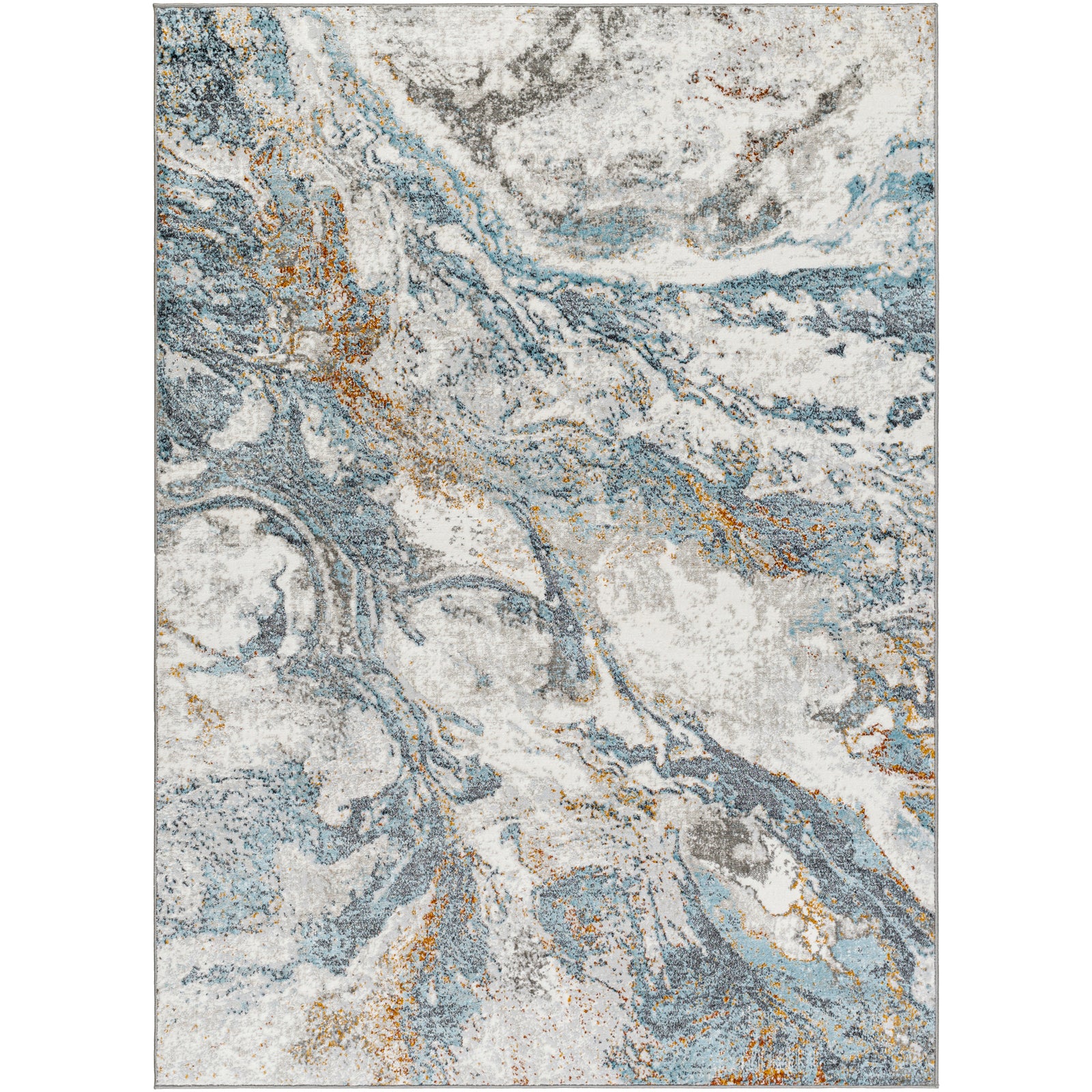 TENITA Abstract Modern Marble Sky Blue Area Rug