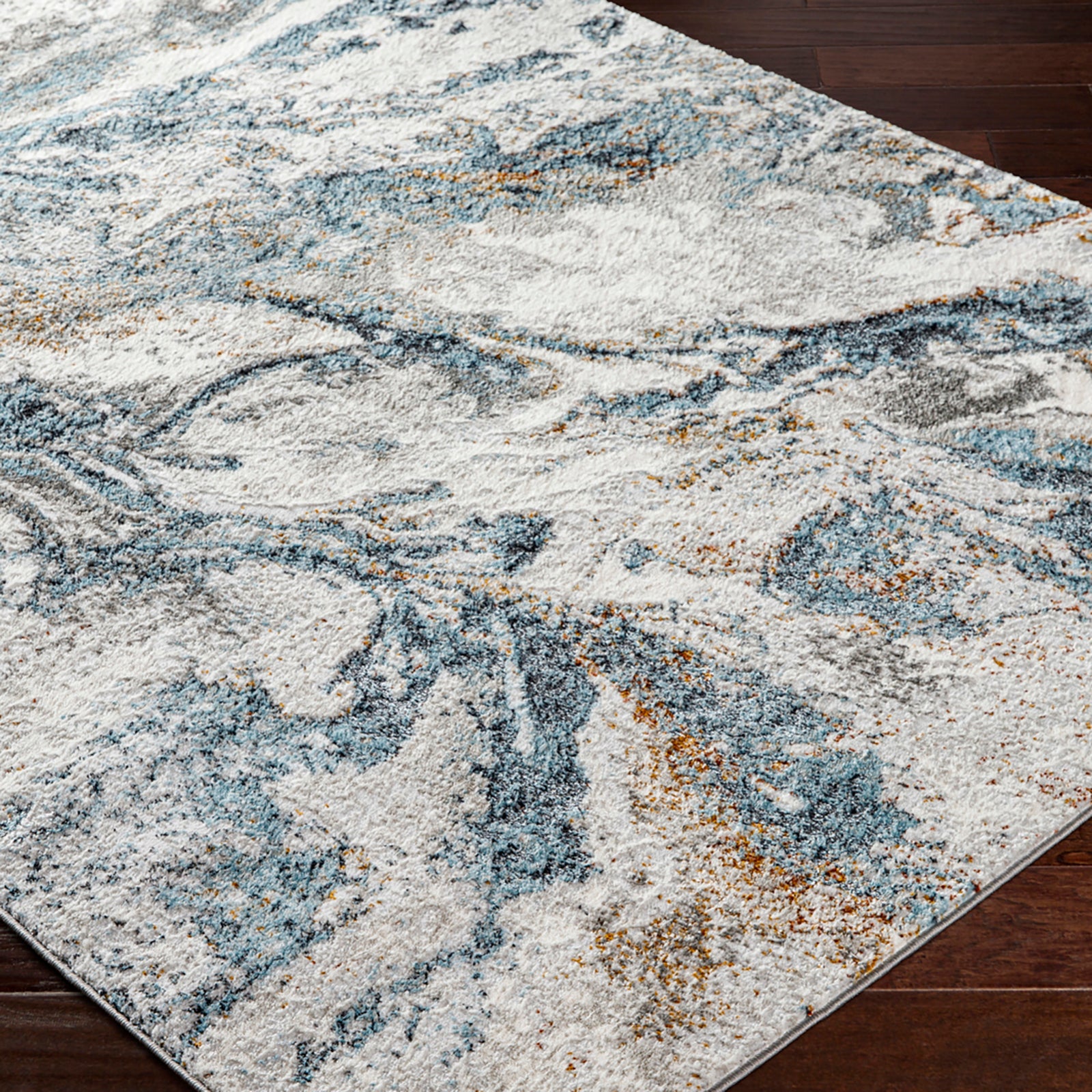TENITA Abstract Modern Marble Sky Blue Area Rug