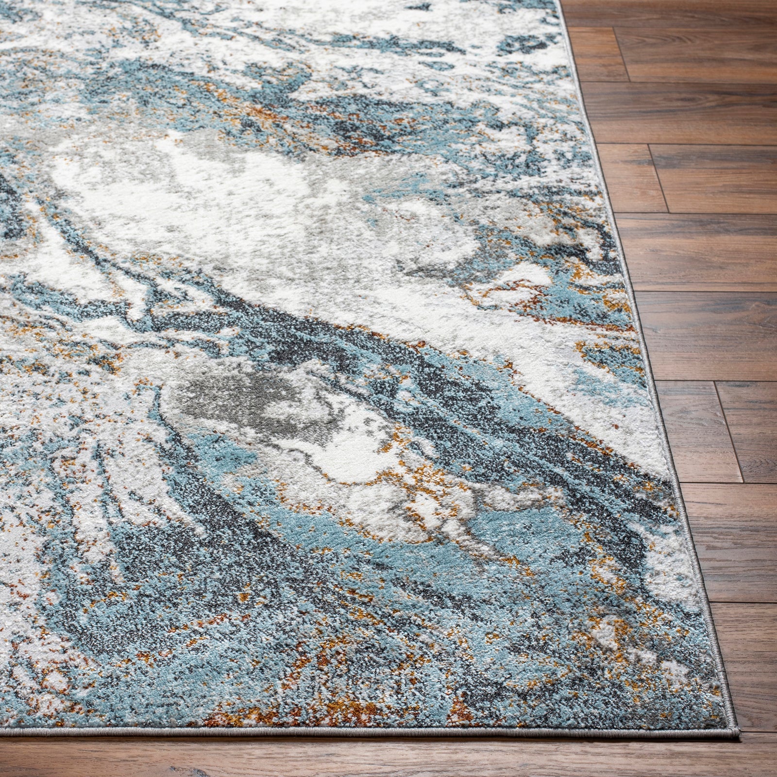 TENITA Abstract Modern Marble Sky Blue Area Rug