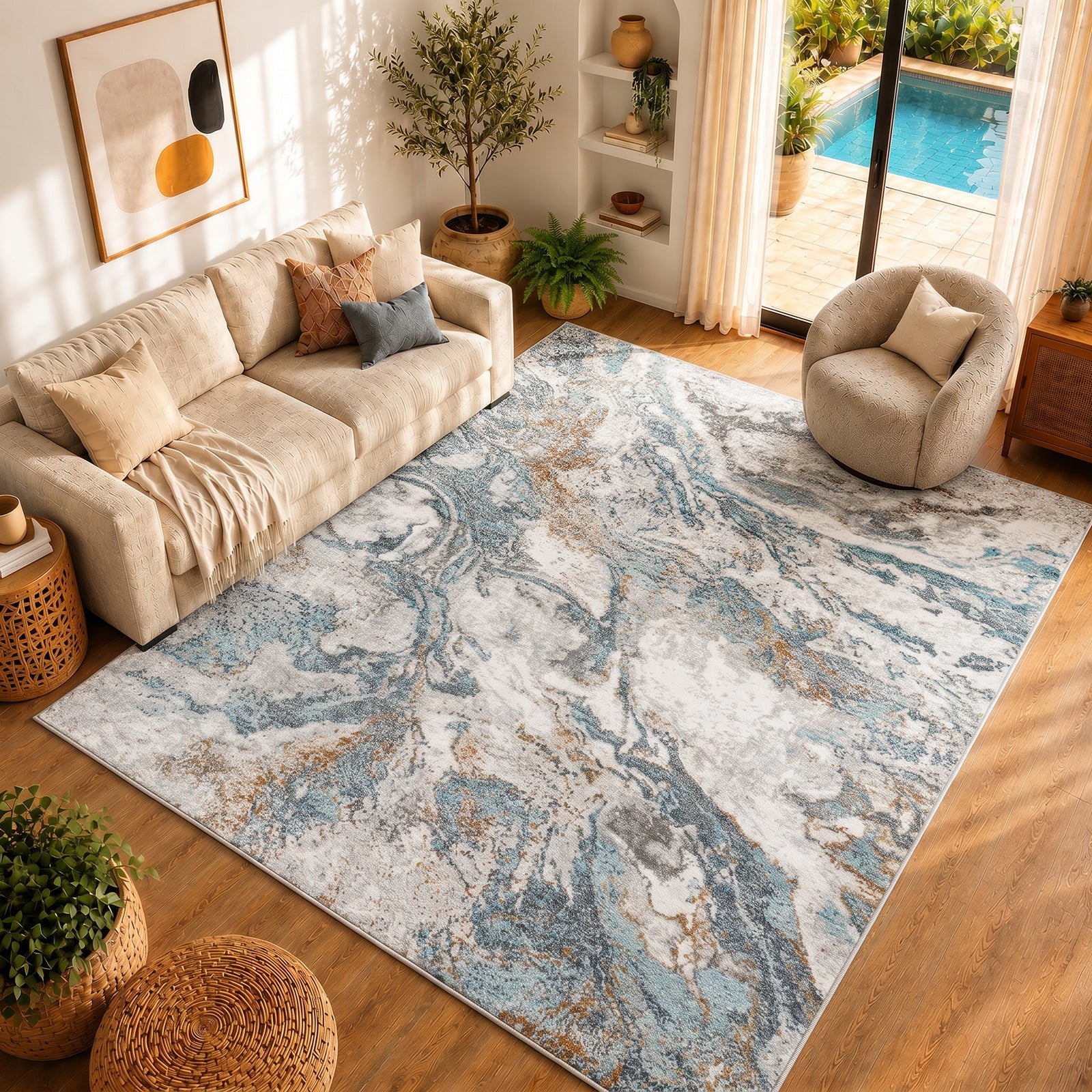 San Francisco Abstract Modern Marble Rug