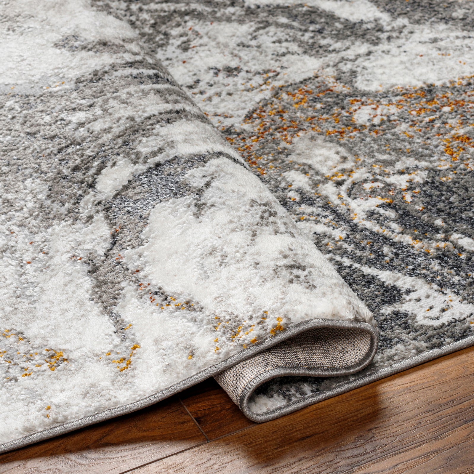 TENITA Abstract Modern Marble Dark Brown/Charcoal Area Rug