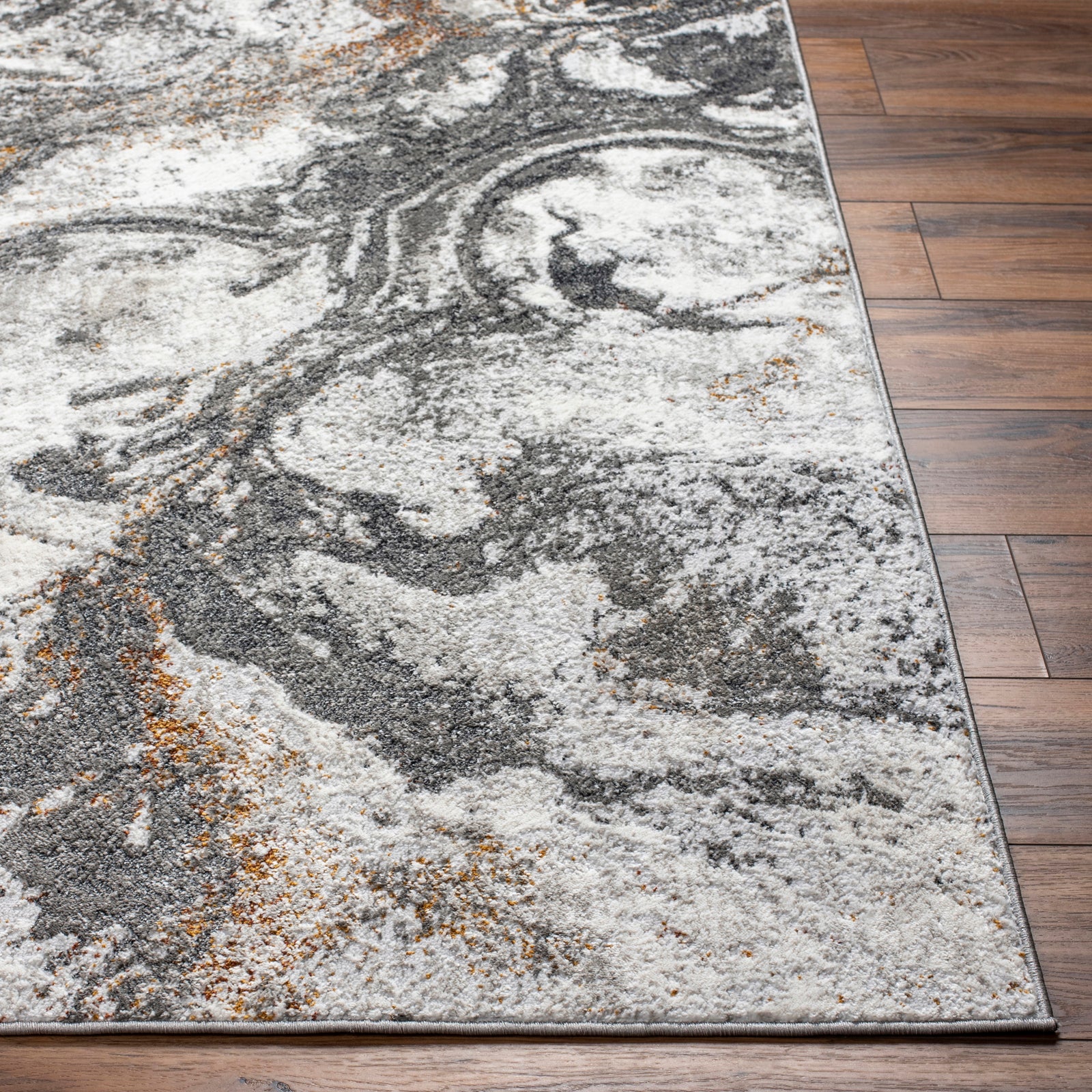 TENITA Abstract Modern Marble Dark Brown/Charcoal Area Rug