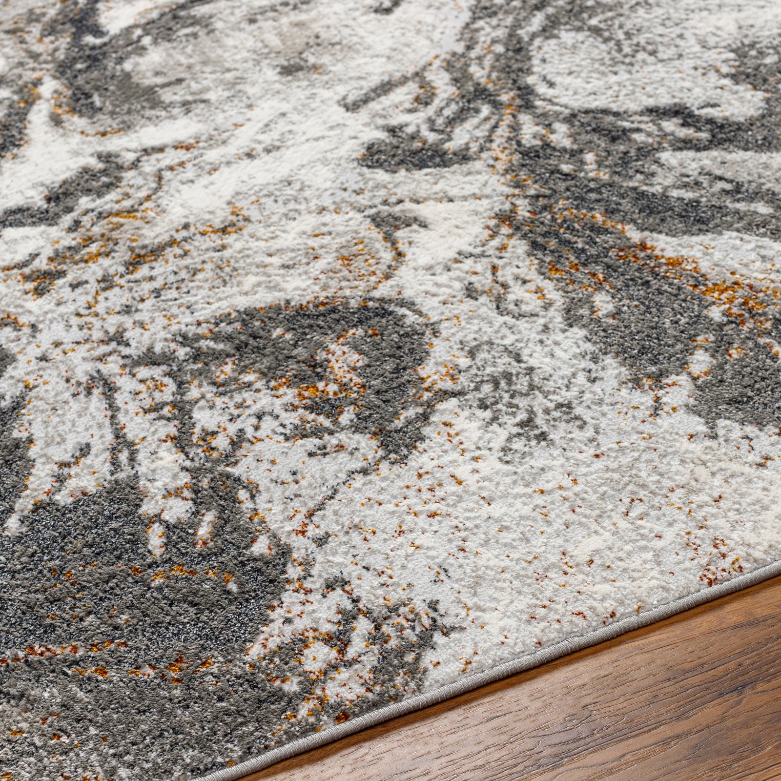 TENITA Abstract Modern Marble Dark Brown/Charcoal Area Rug