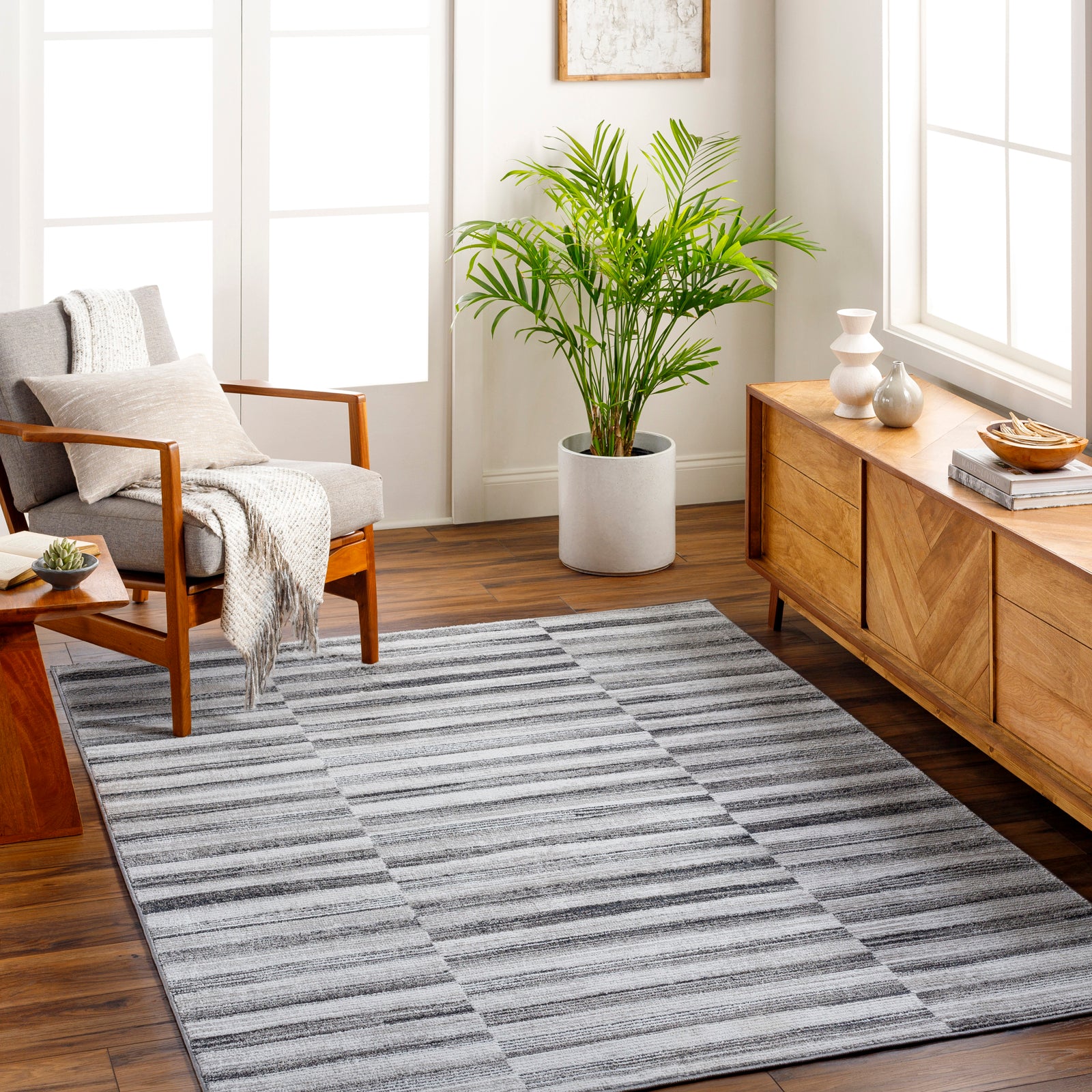 JONTHAN Scandi Modern Black Area Rug