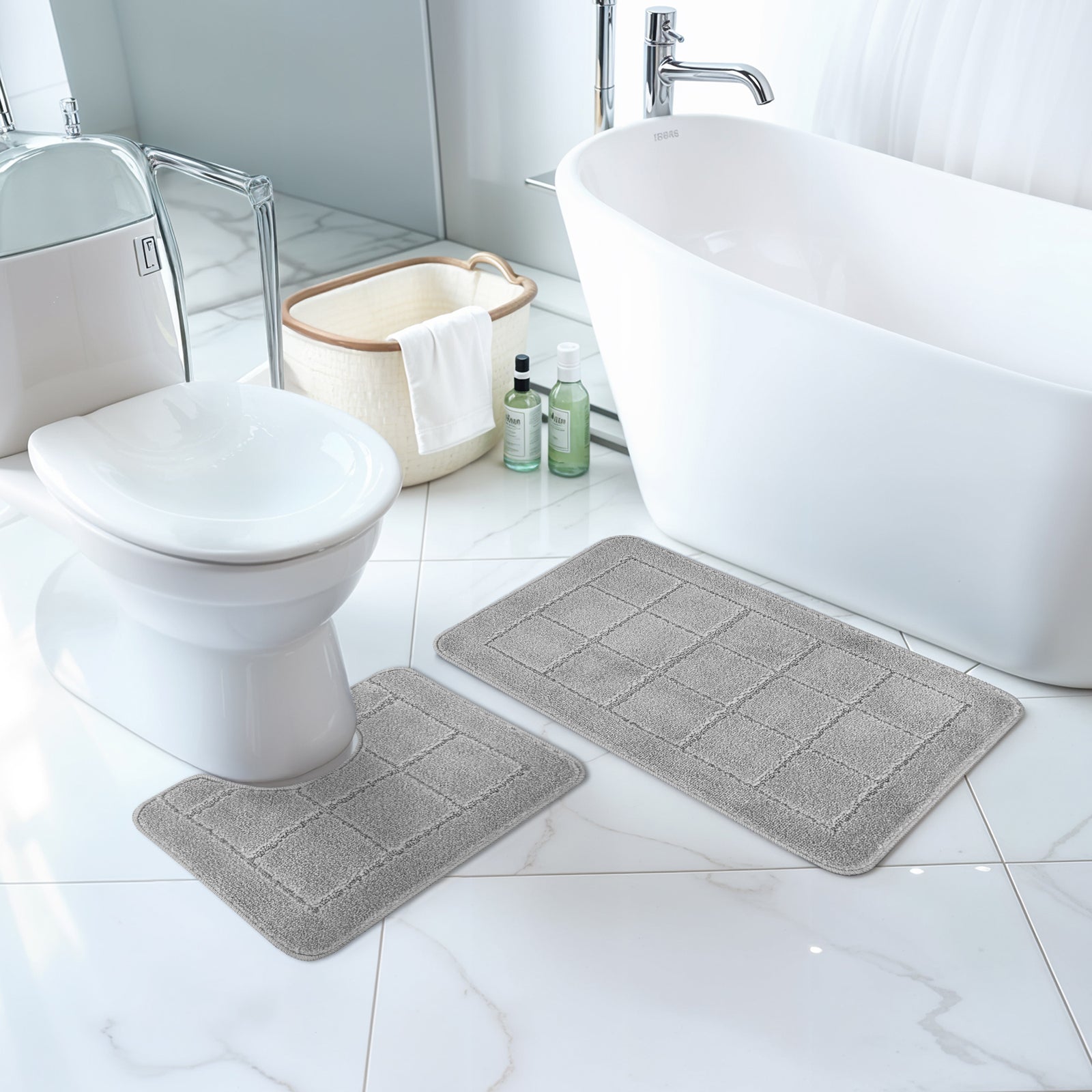 NOELLE 2 Machine Washable Anti-Slip Bathroom Area Rugs