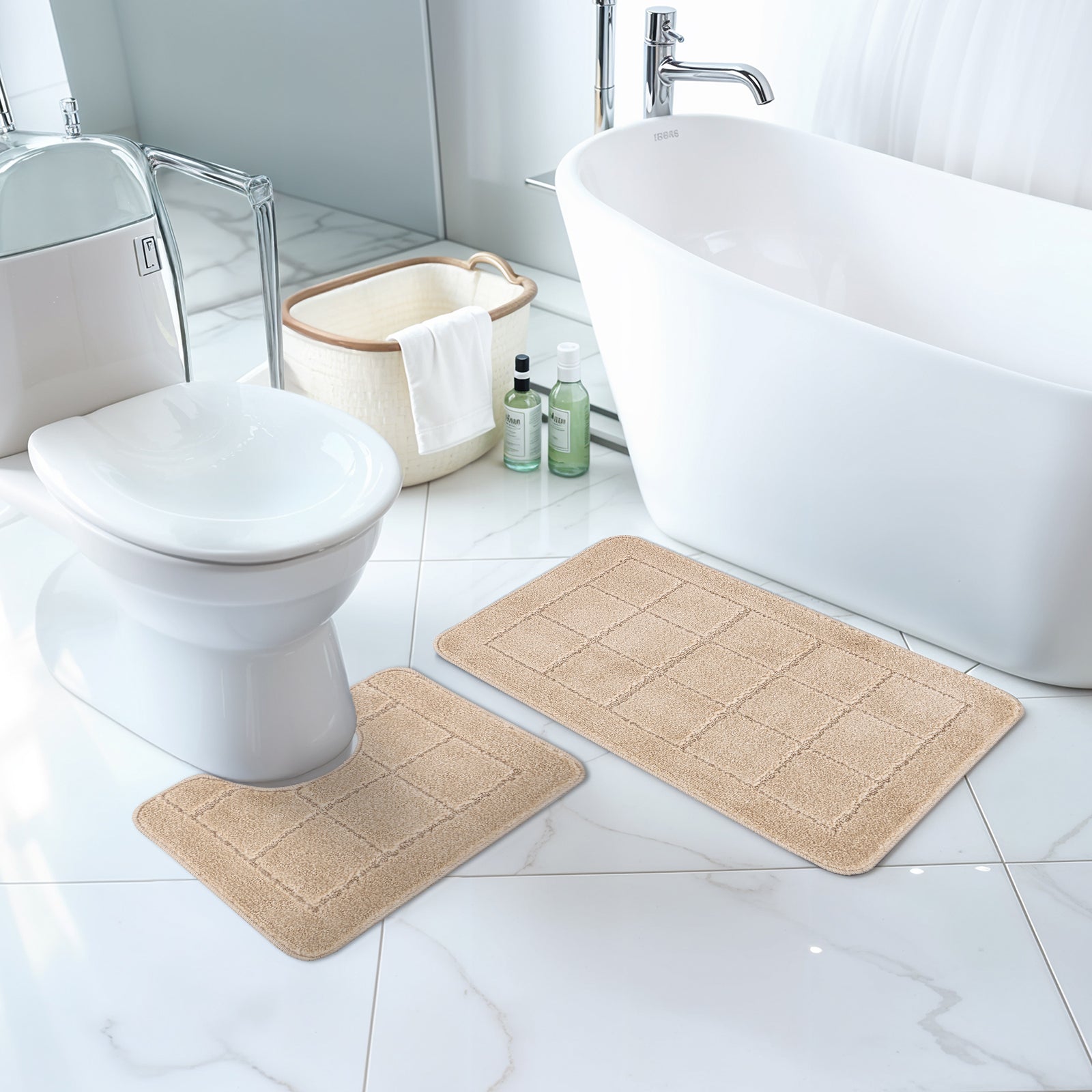 NOELLE 2 Machine Washable Anti-Slip Bathroom Area Rugs