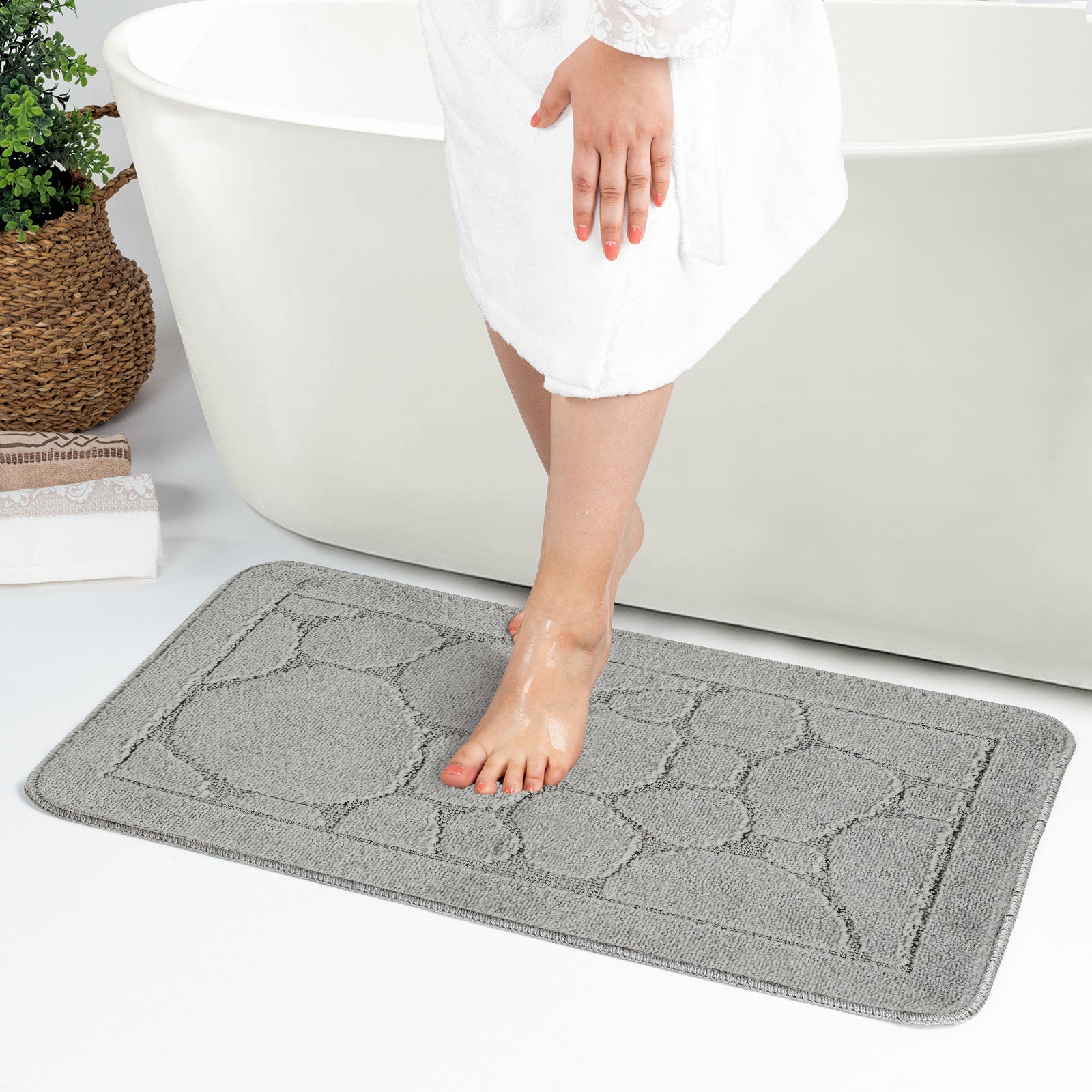 OLIVE 2 Machine Washable Anti-Slip Bathroom Area Rugs