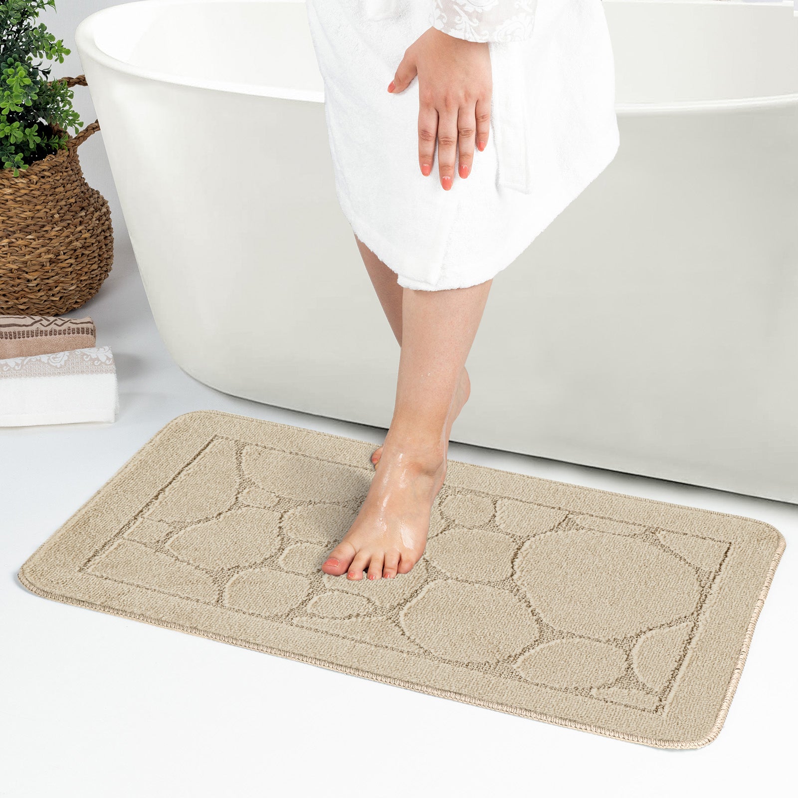 OLIVE 2 Machine Washable Anti-Slip Bathroom Area Rugs