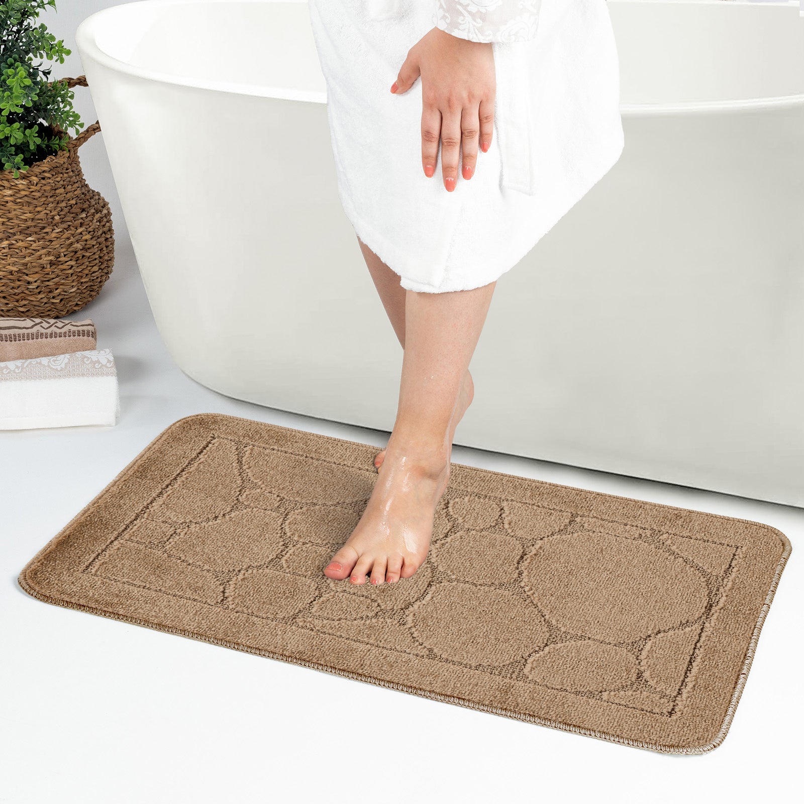 OLIVE 2 Machine Washable Anti-Slip Bathroom Area Rugs