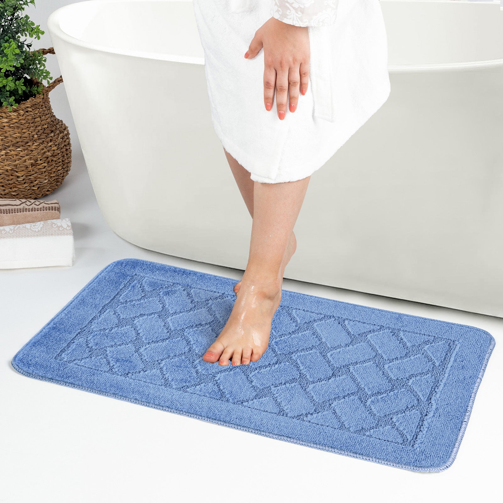 NILAH 2 Machine Washable Anti-Slip Bathroom Area Rugs