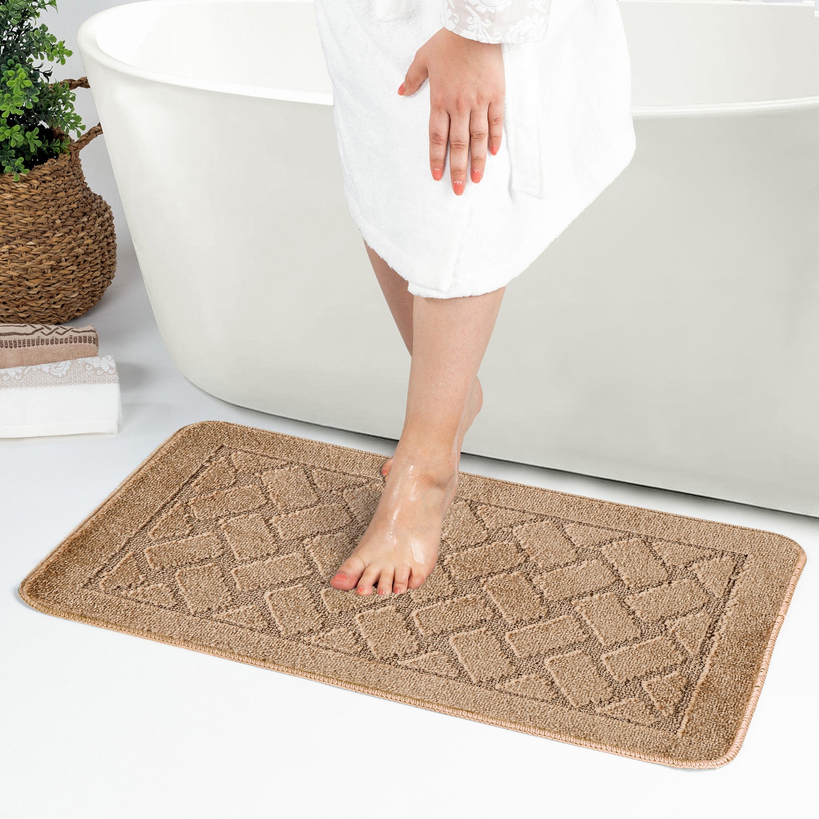 NILAH 2 Machine Washable Anti-Slip Bathroom Area Rugs